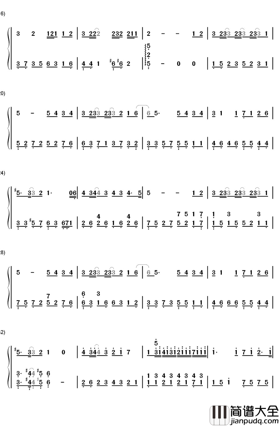 爱你没错钢琴简谱_数字双手_张信哲