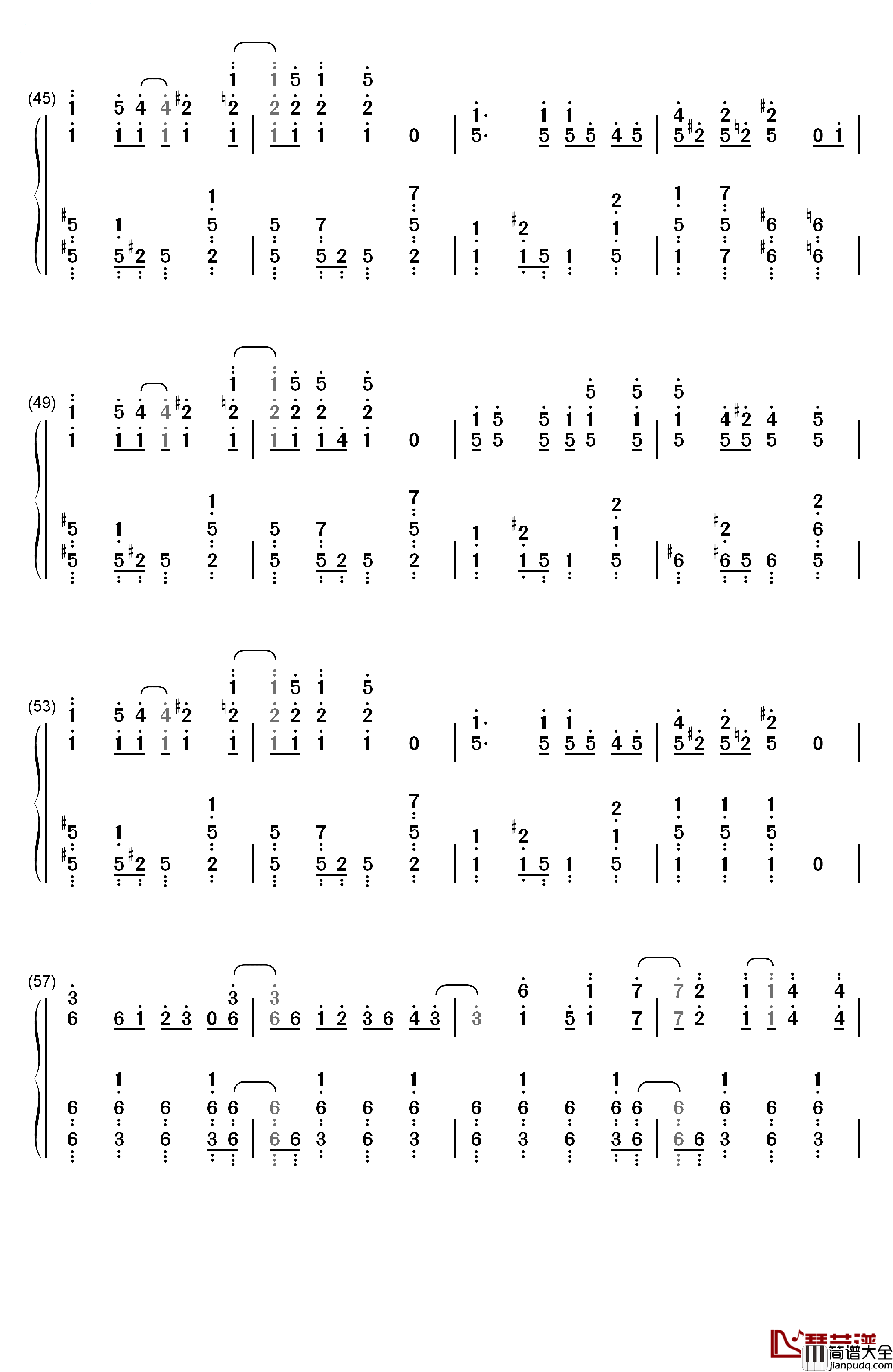 マトリョシカ钢琴简谱_数字双手_触手猴