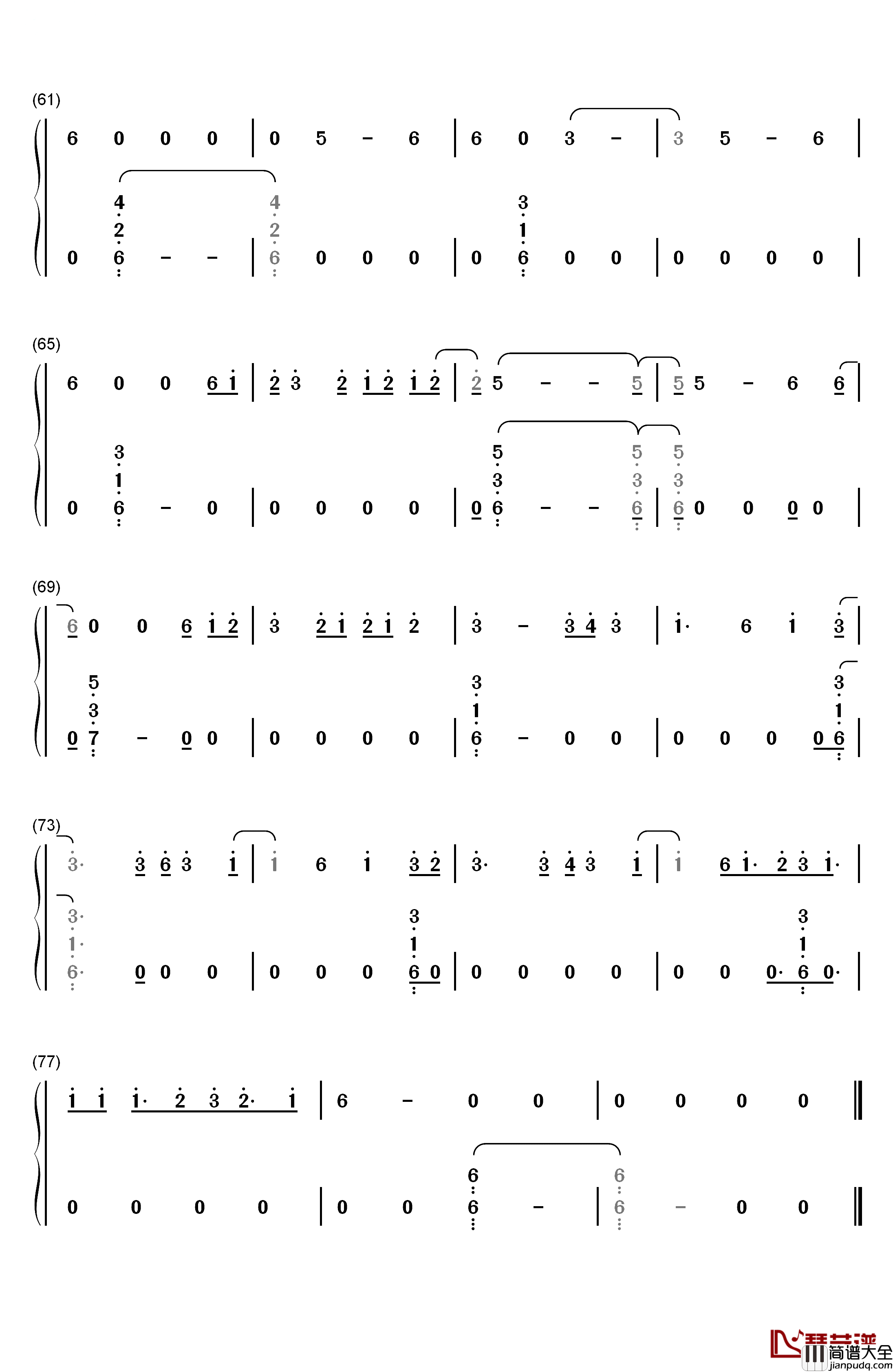 Wild_Thoughts钢琴简谱_数字双手_DJ_Khaled__Rihanna__Bryson_Tiller