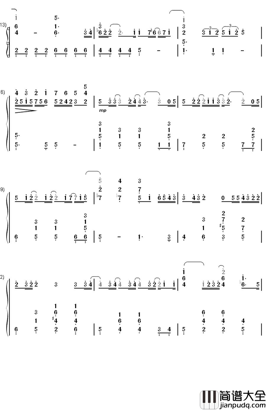 ありがとう钢琴简谱_数字双手_生物股长_いきものがかり