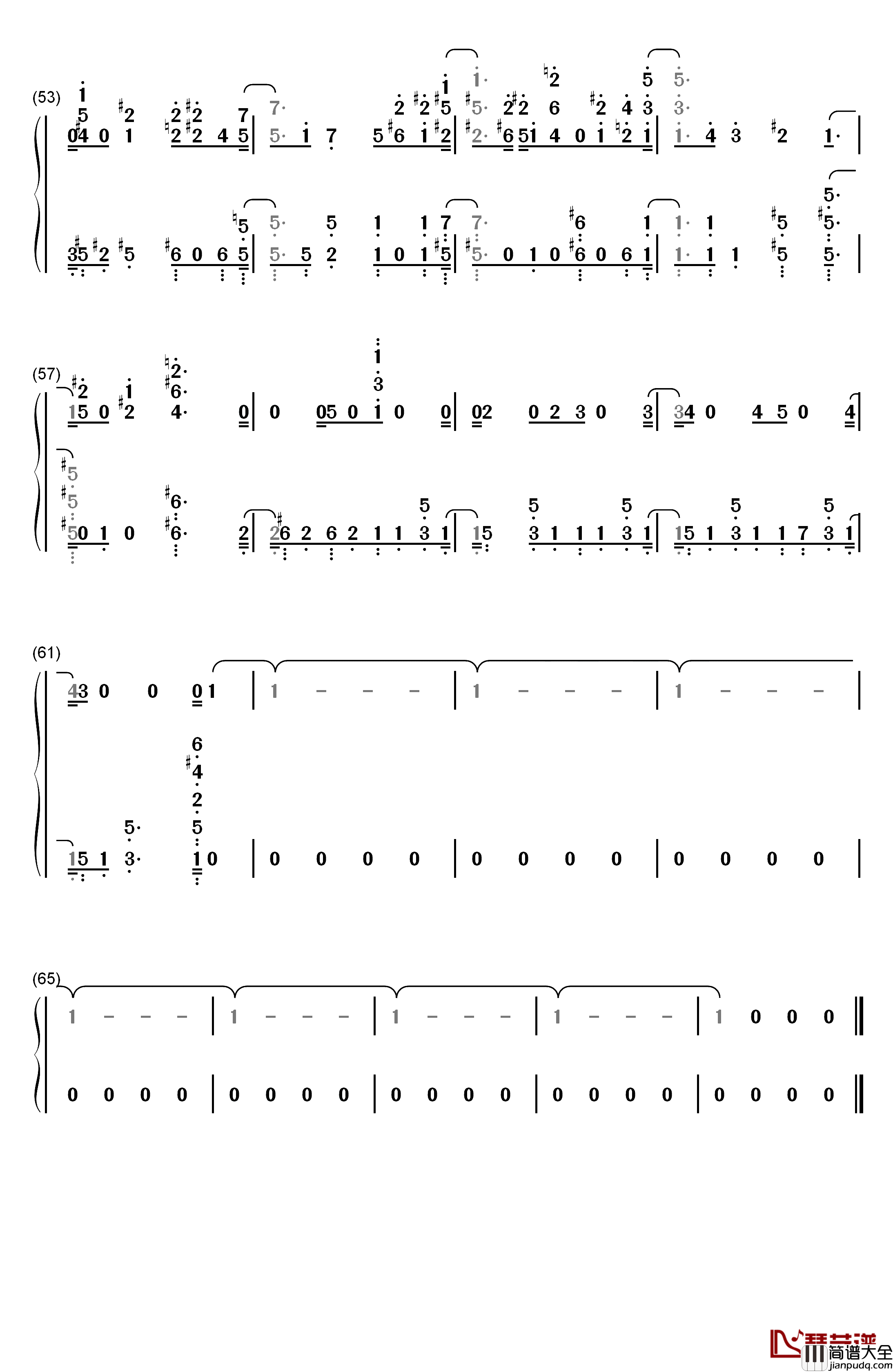 ダーリン钢琴简谱_数字双手_XX:me