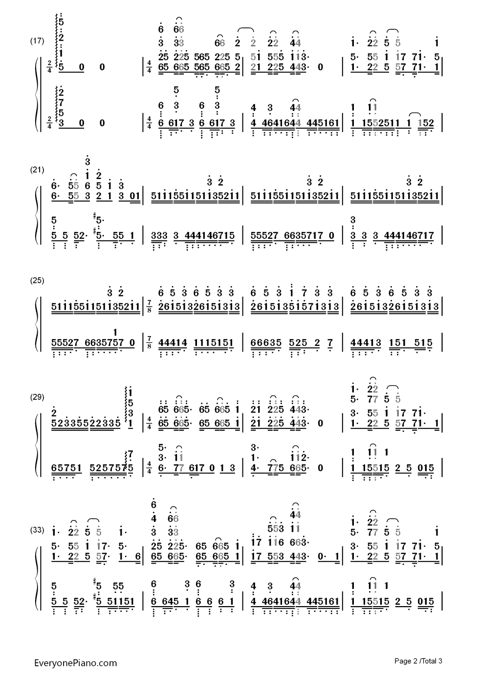 ナナヒツジ钢琴简谱_数字双手_シナリオアート