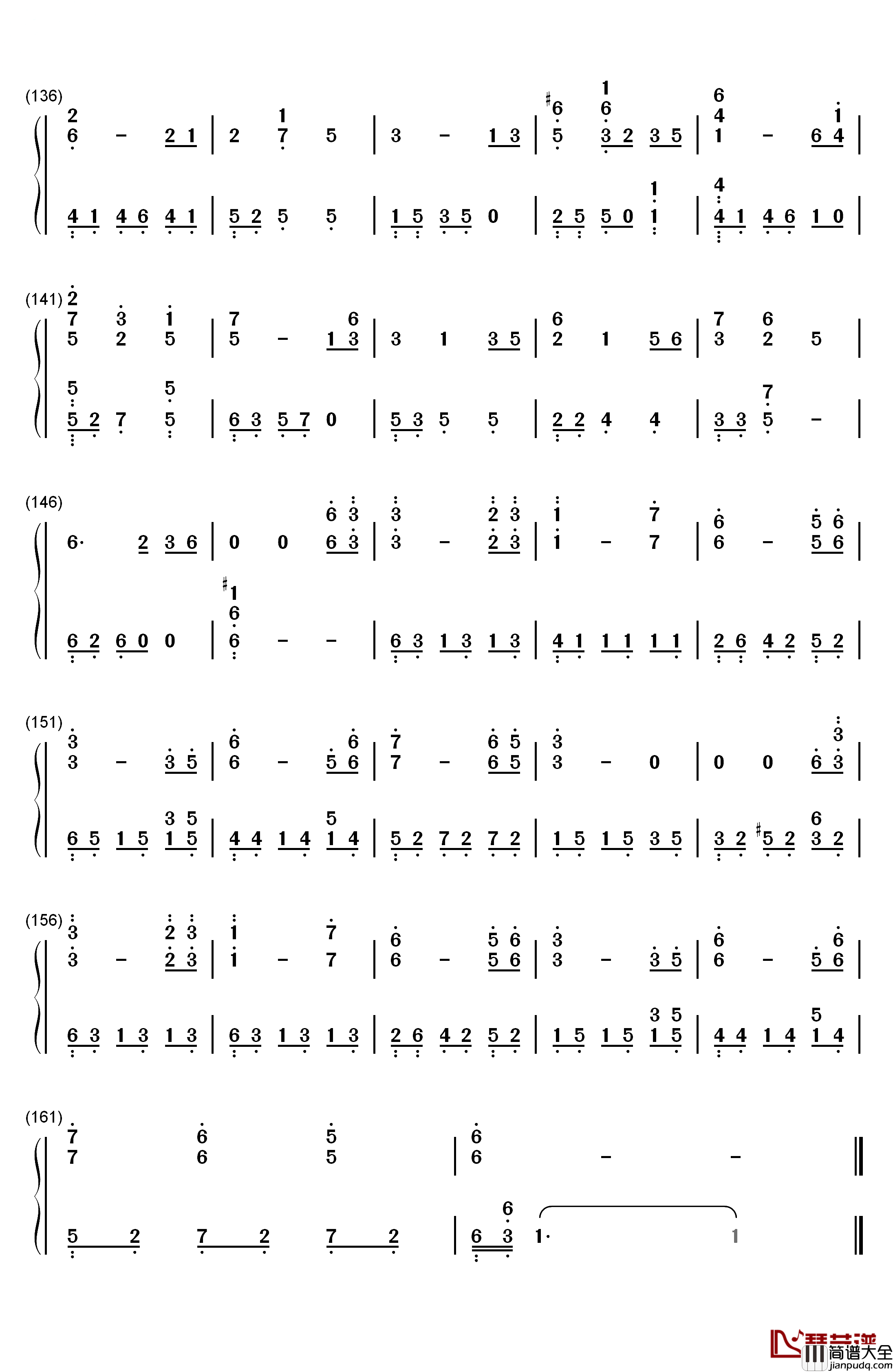 草原の涙钢琴简谱_数字双手_矶村由纪子