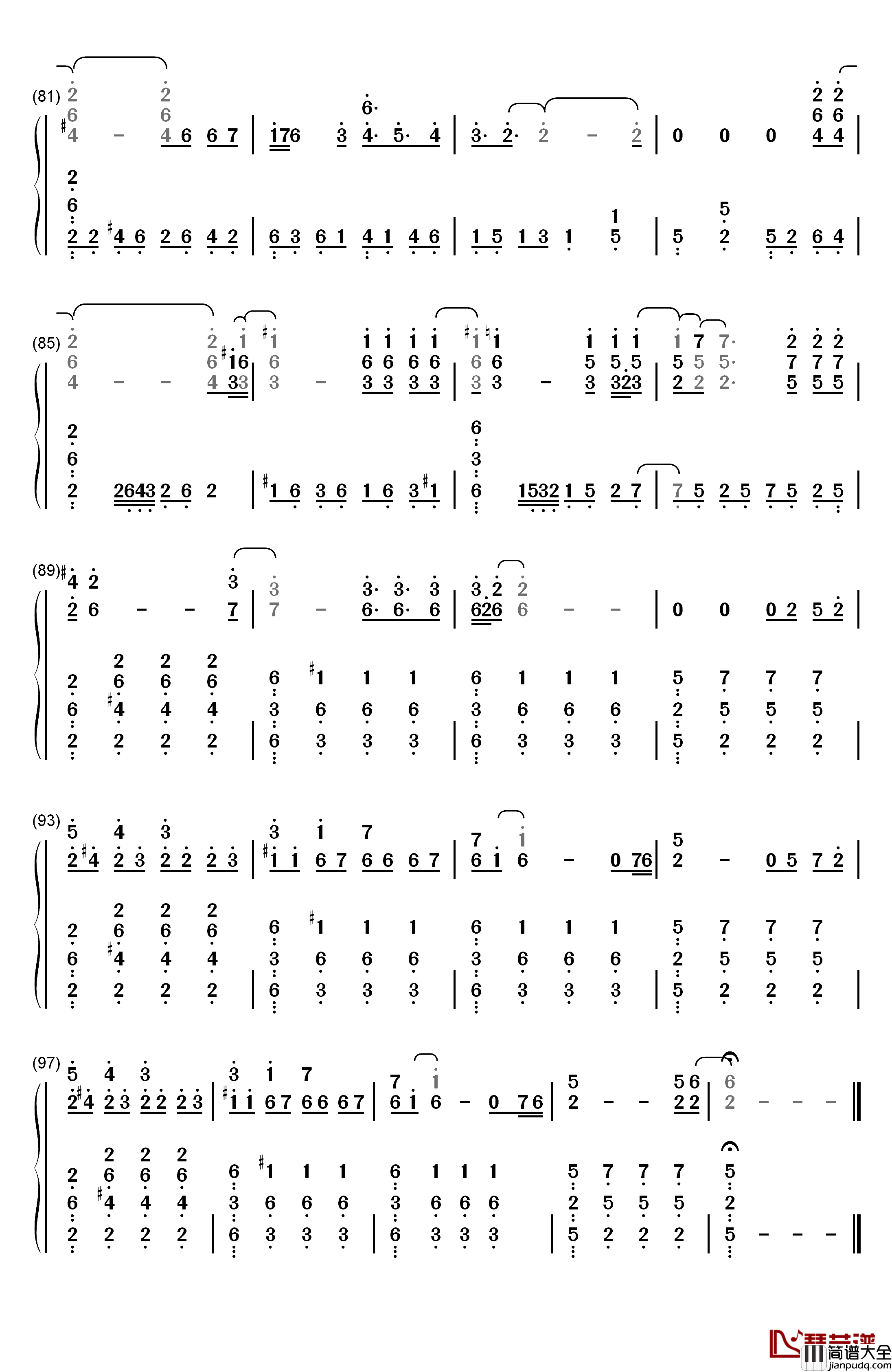 He_Is钢琴简谱_数字双手_Ghost