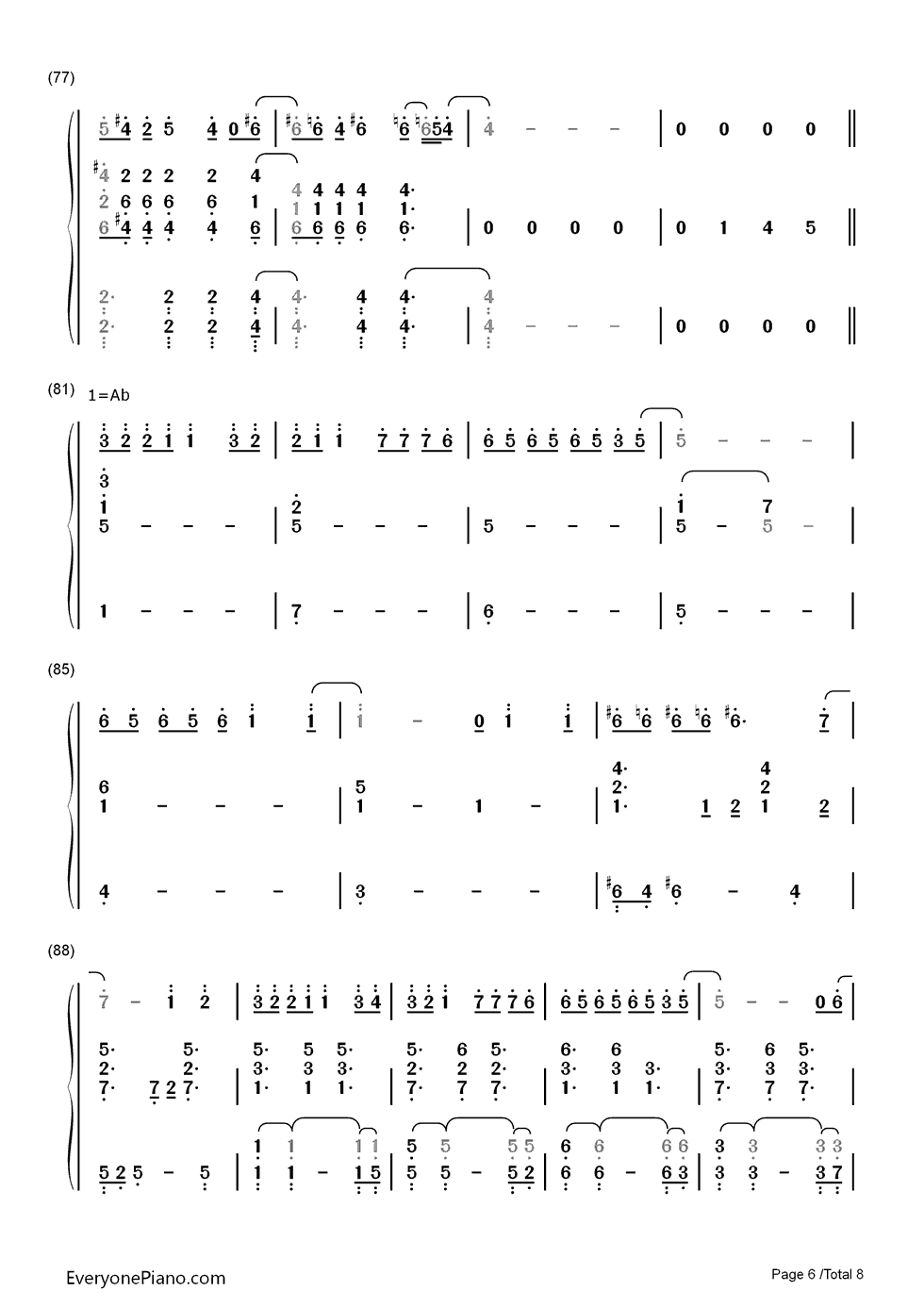 继续_钢琴简谱_数字双手_刘若英__Angela_Aki