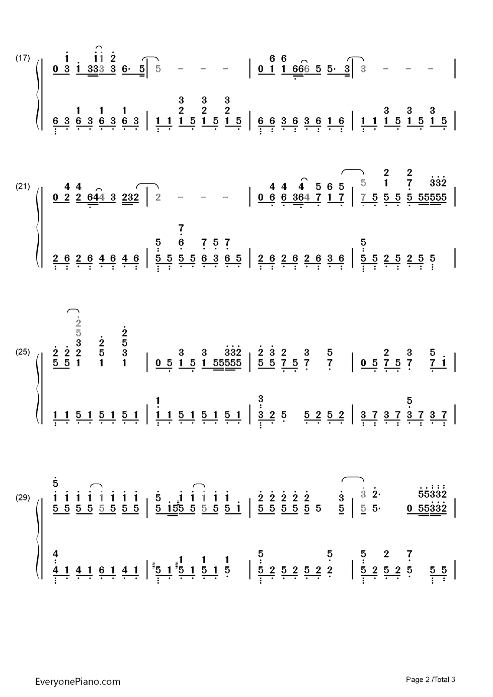 勇敢的心钢琴简谱_数字双手_汪峰