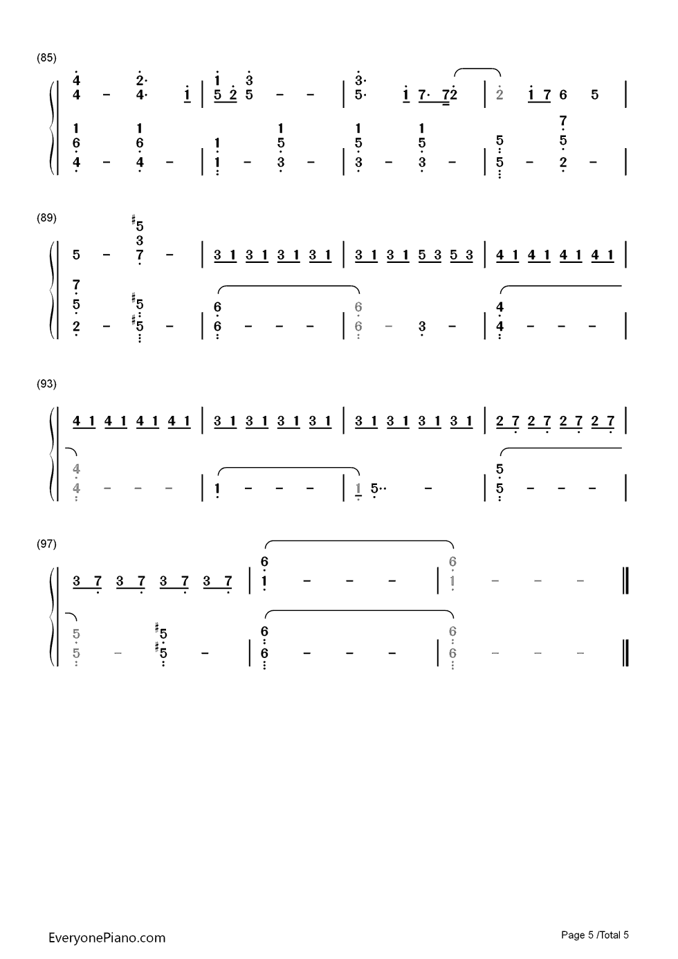 Bird_Set_Free钢琴简谱_数字双手_Sia_Furler