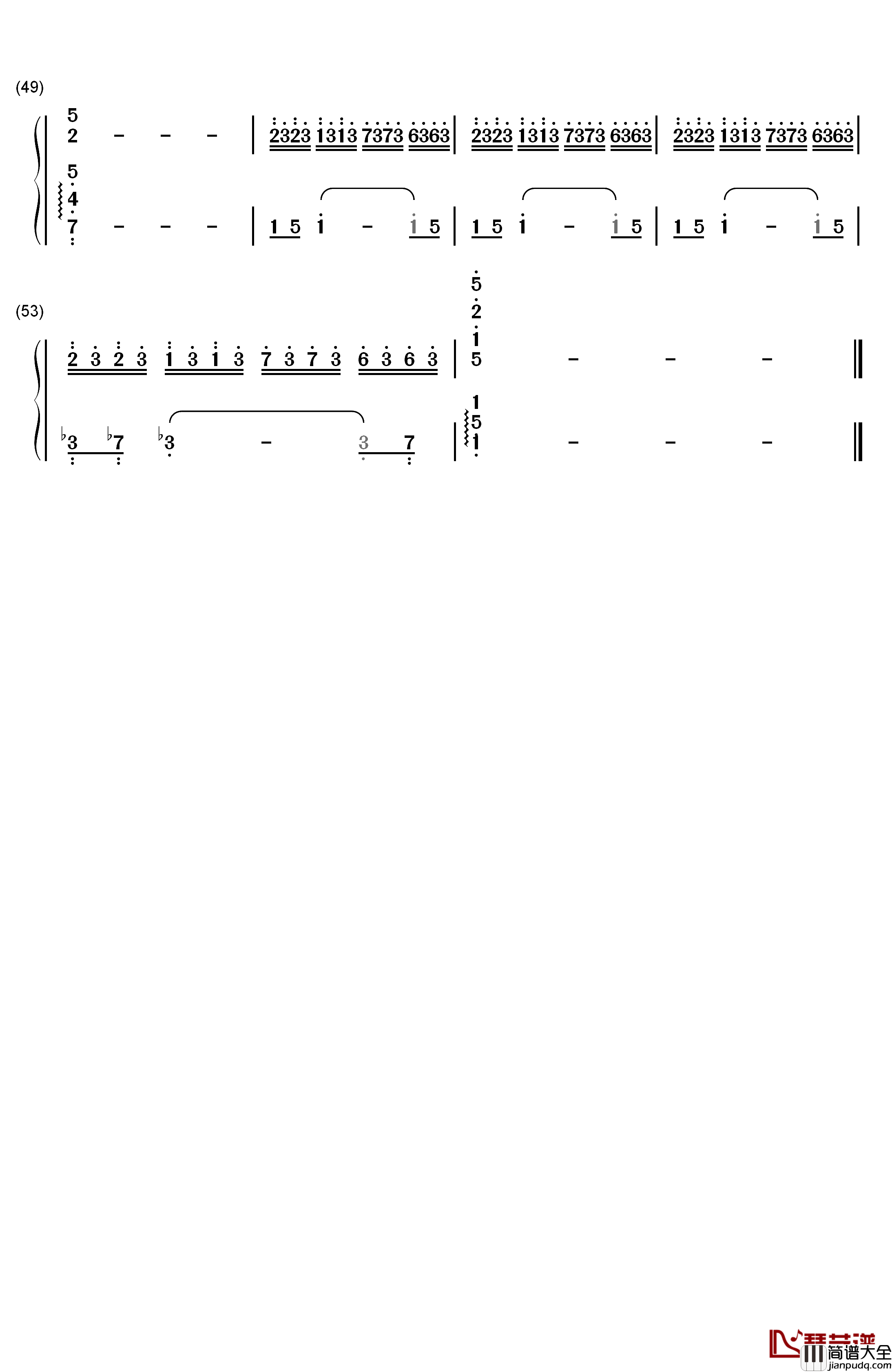 小情歌钢琴简谱_数字双手_苏打绿