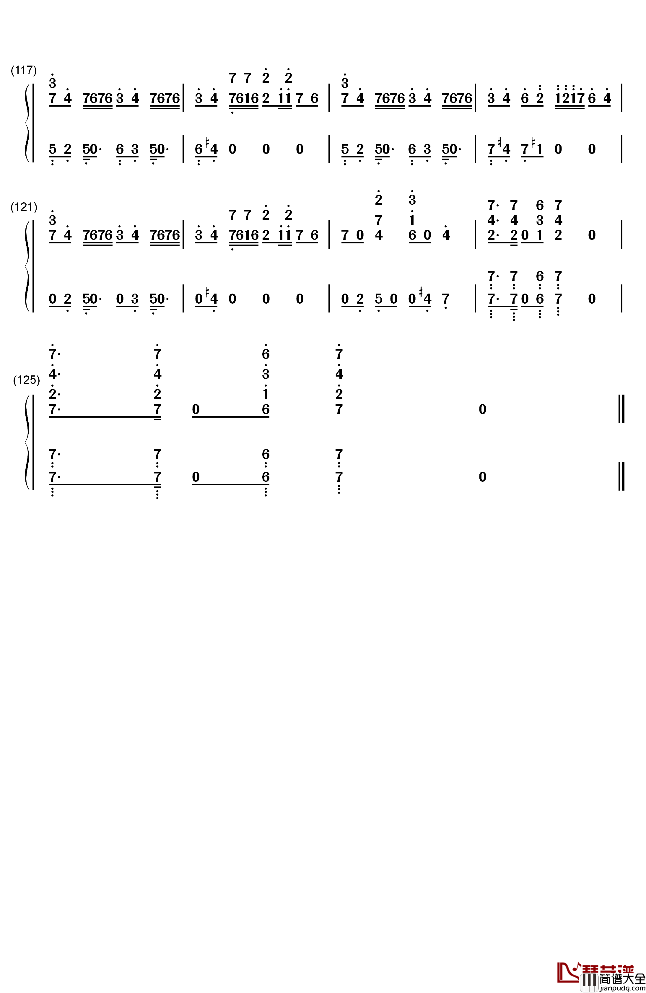 千本樱钢琴简谱_数字双手_初音ミク