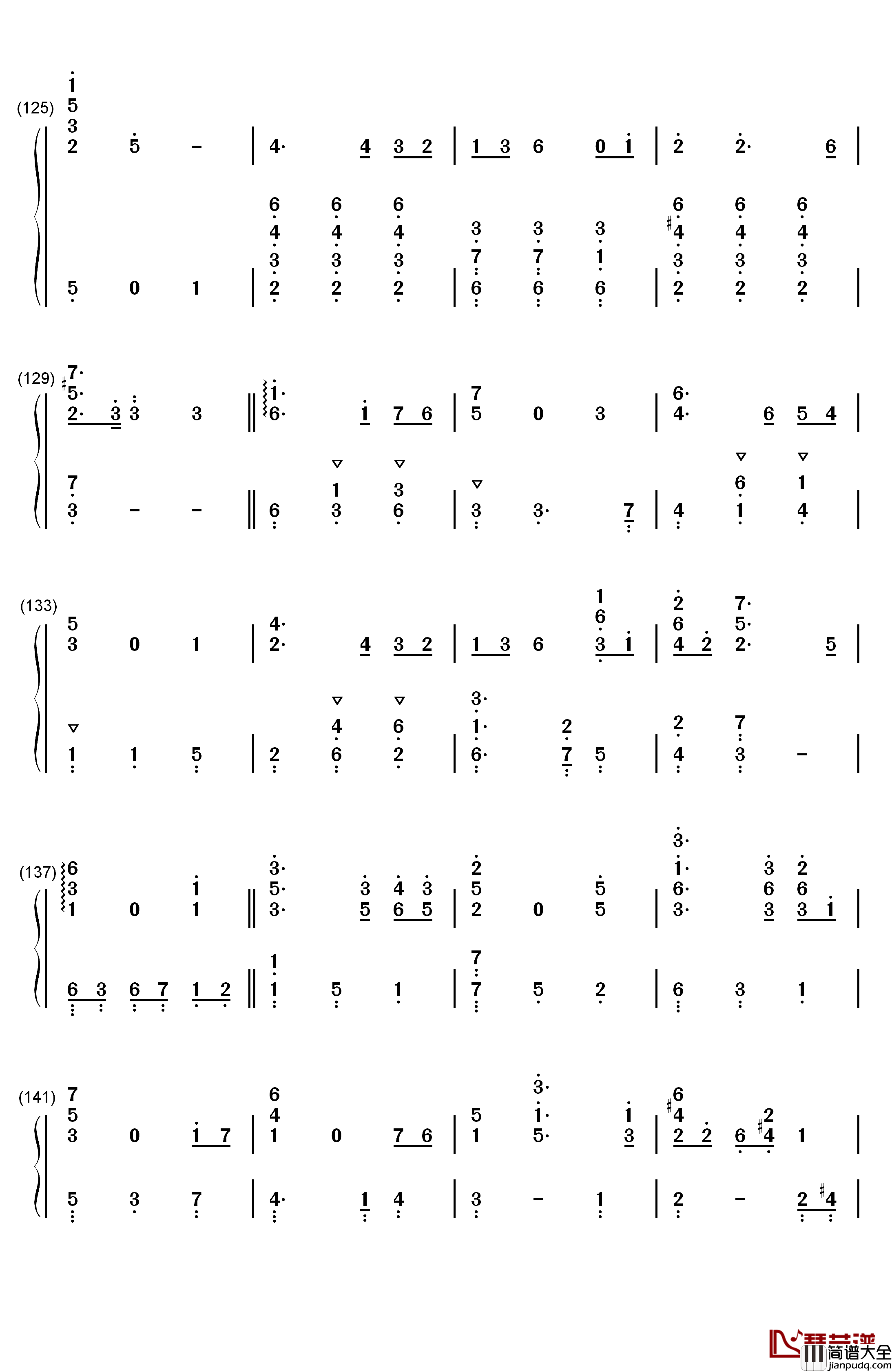 别了夏天钢琴简谱_数字双手_手嶌葵_宫崎骏