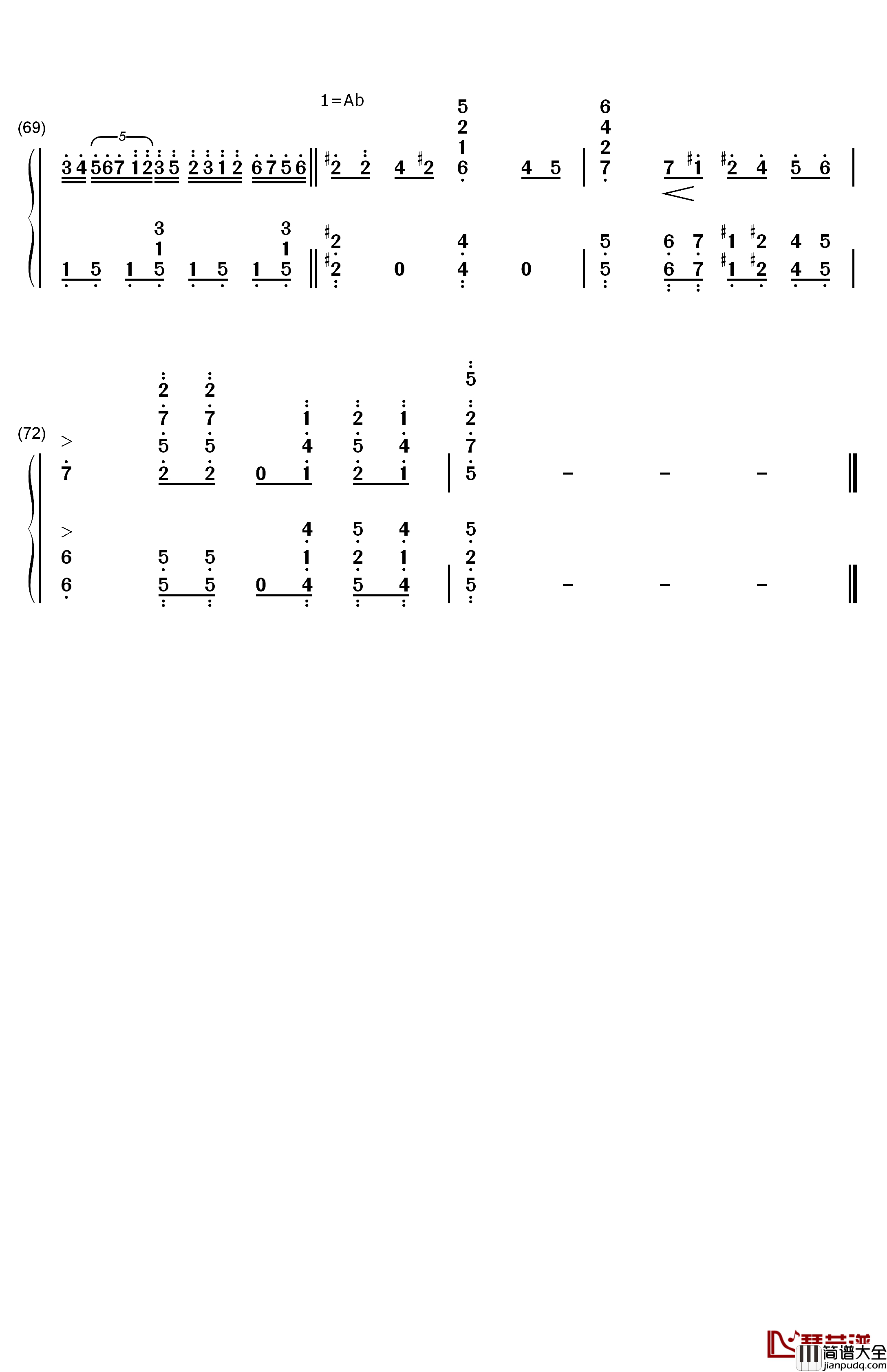 Nameless_Story钢琴简谱_数字双手_寺岛拓笃