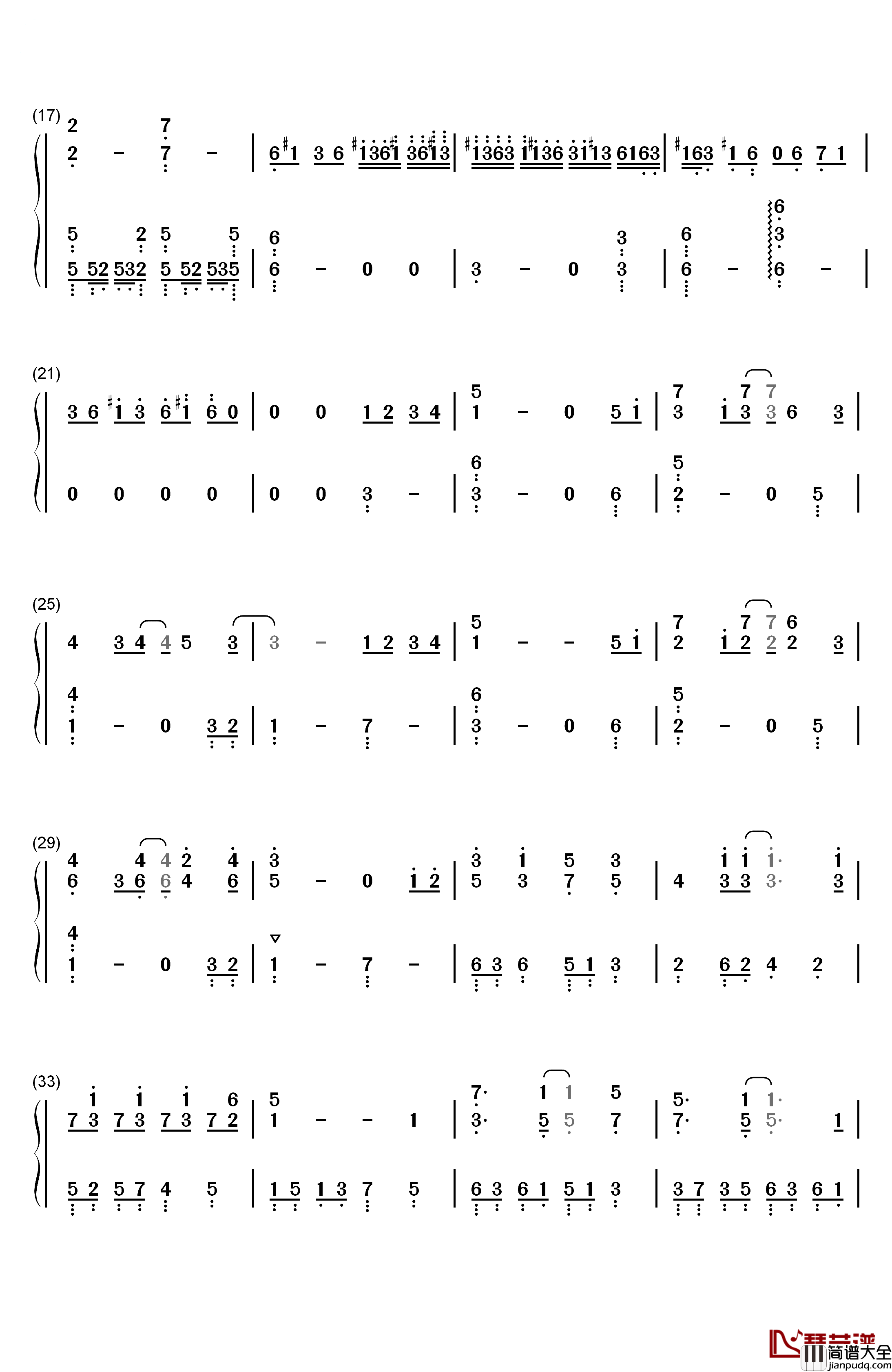 化蝶钢琴简谱_数字双手_何韵诗