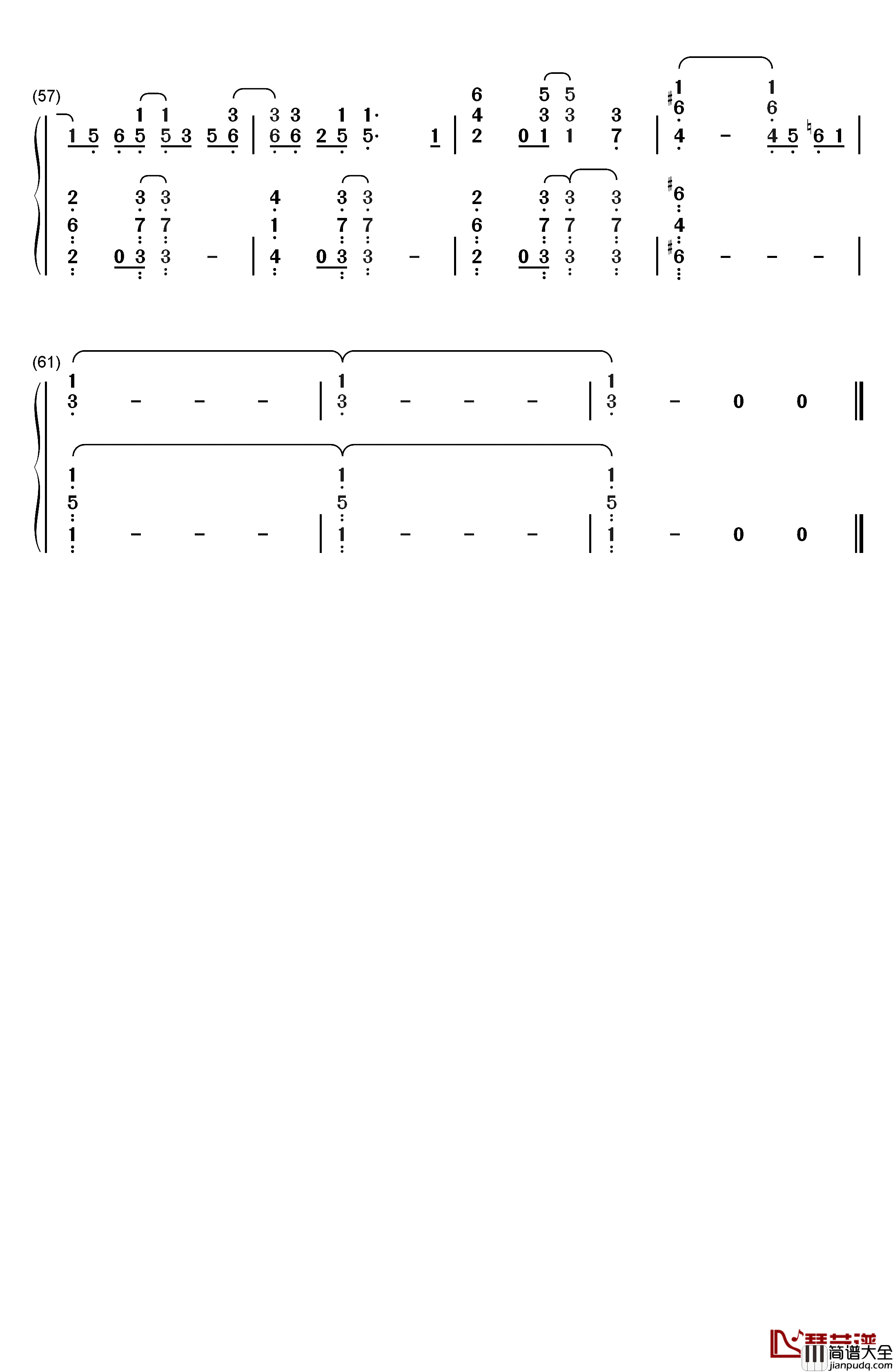 アップデート钢琴简谱_数字双手_Miwa