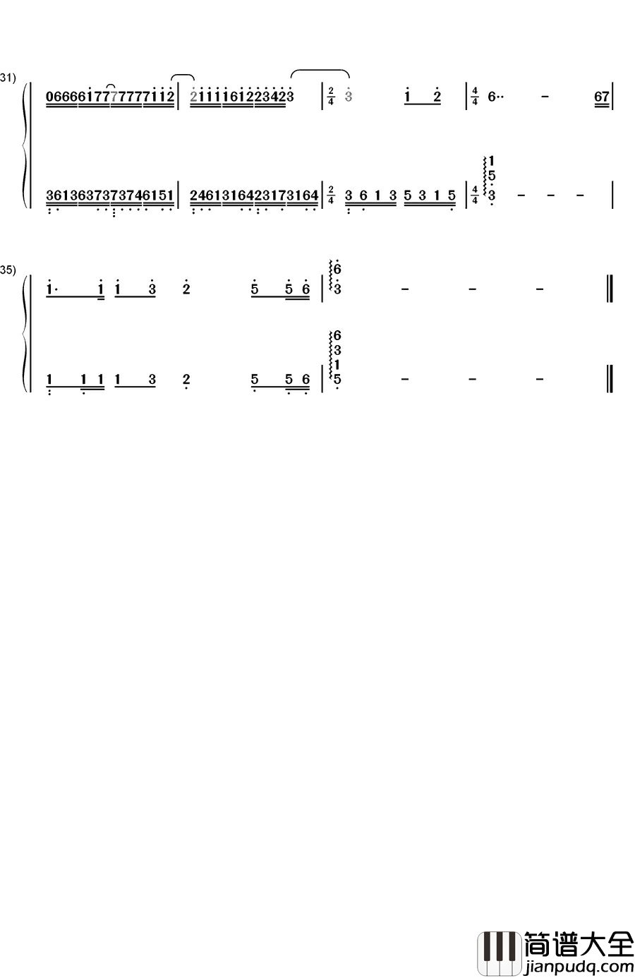 生日礼物钢琴简谱_数字双手_江涛