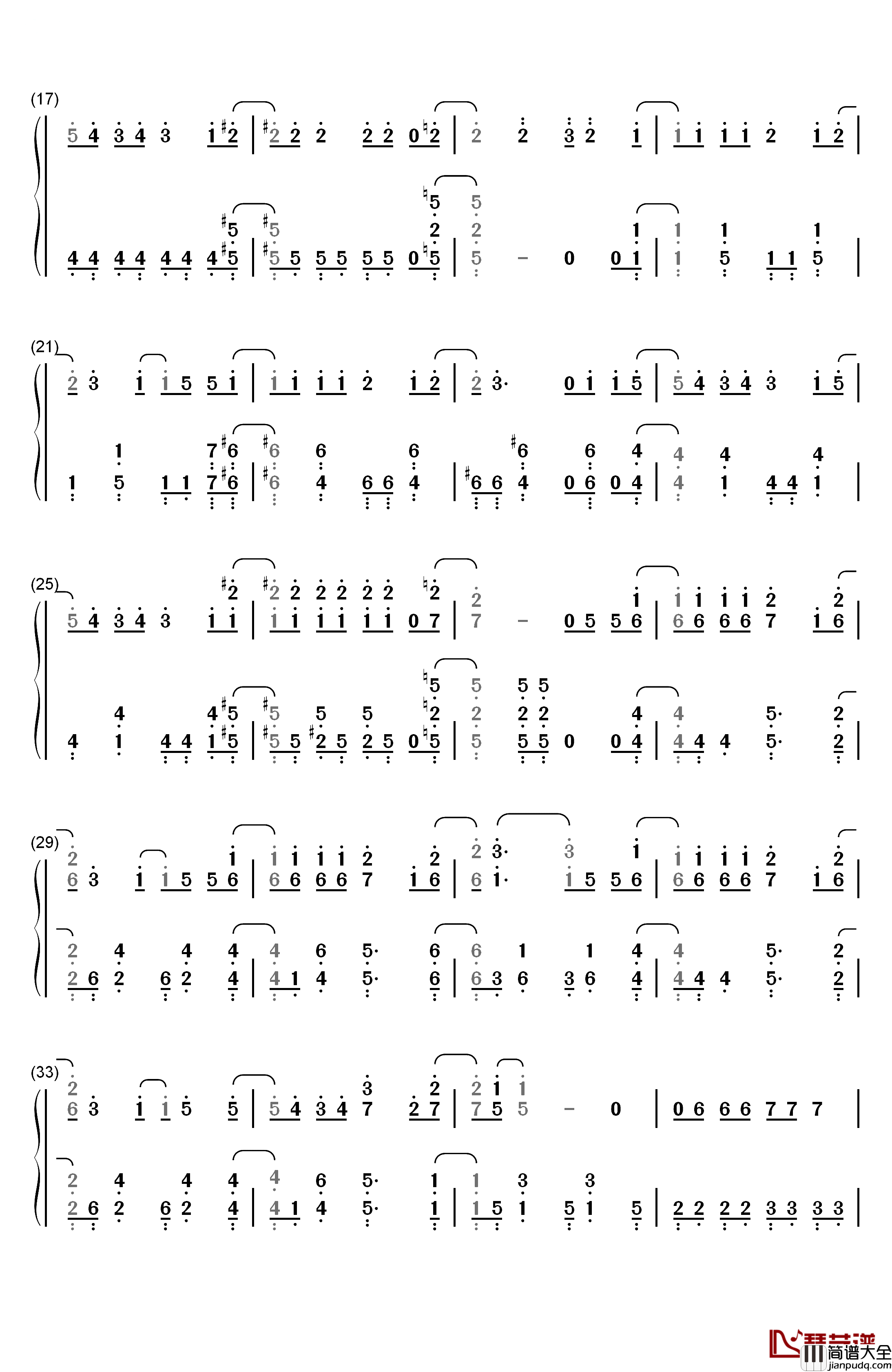 NEWLOOK钢琴简谱_数字双手_绫野真白