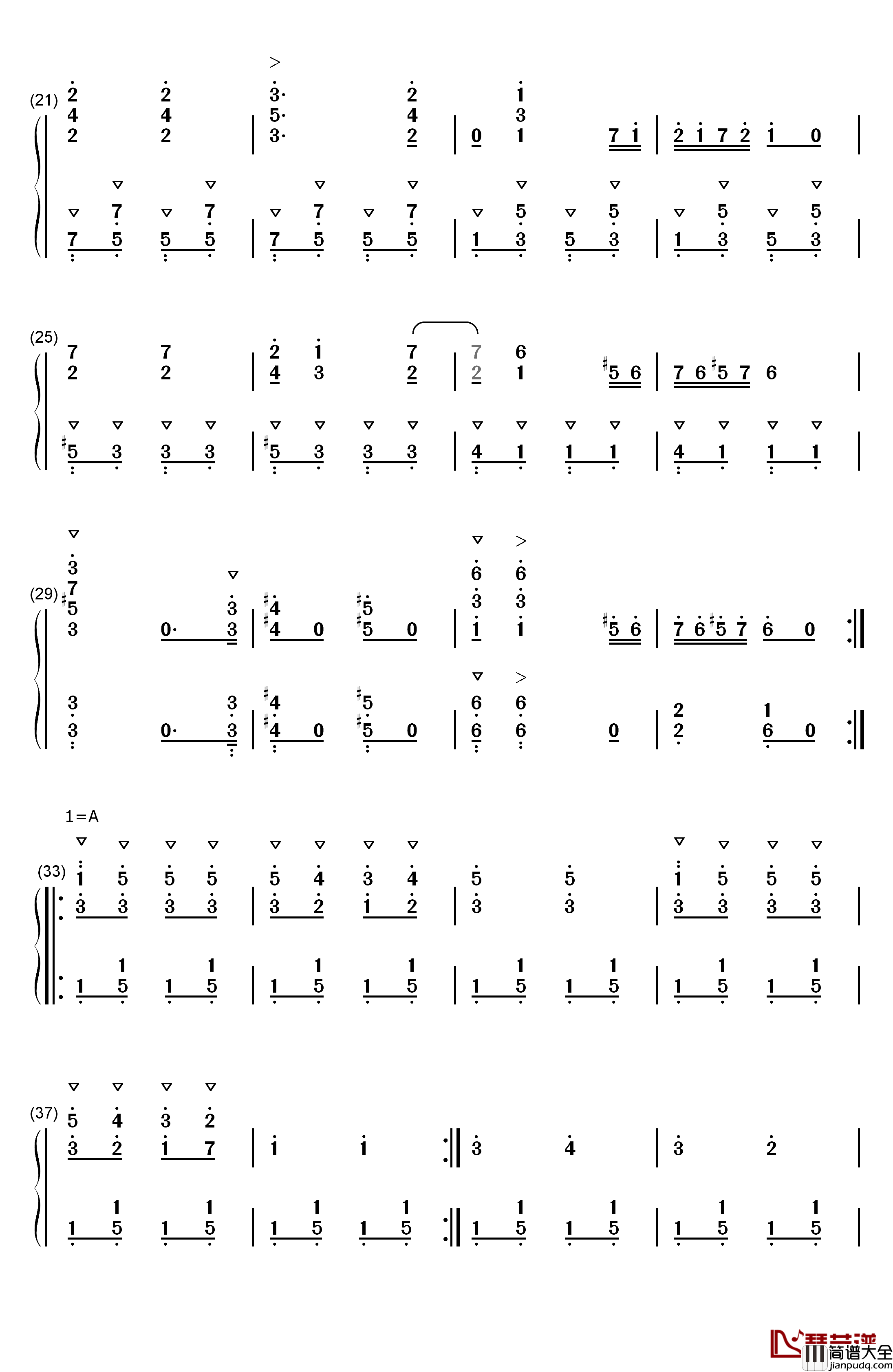 匈牙利舞曲第五号钢琴简谱_数字双手_约翰内斯•勃拉姆斯（Johannes_Brahms）