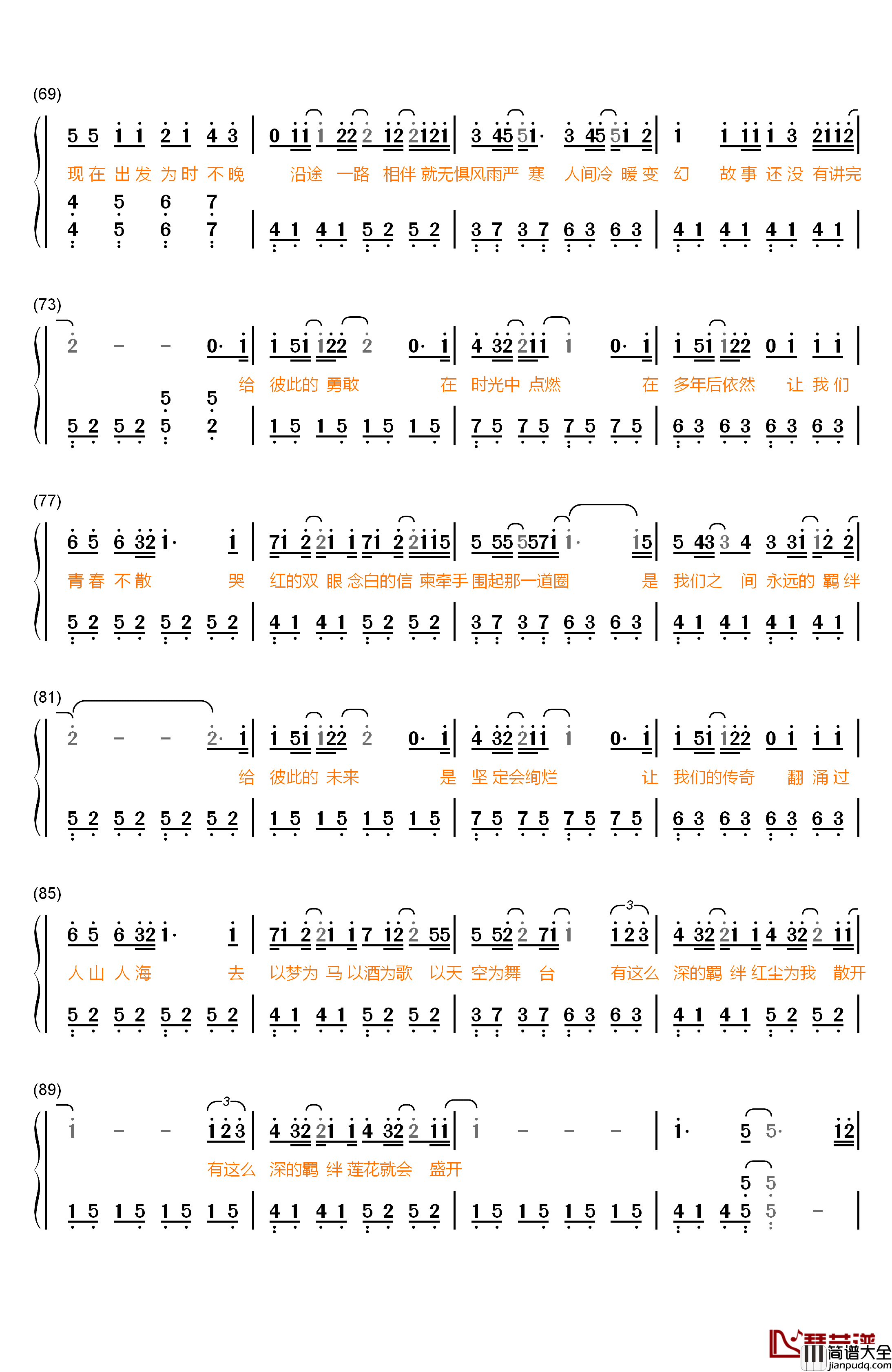 彼此的未来钢琴简谱_数字双手_SNH48