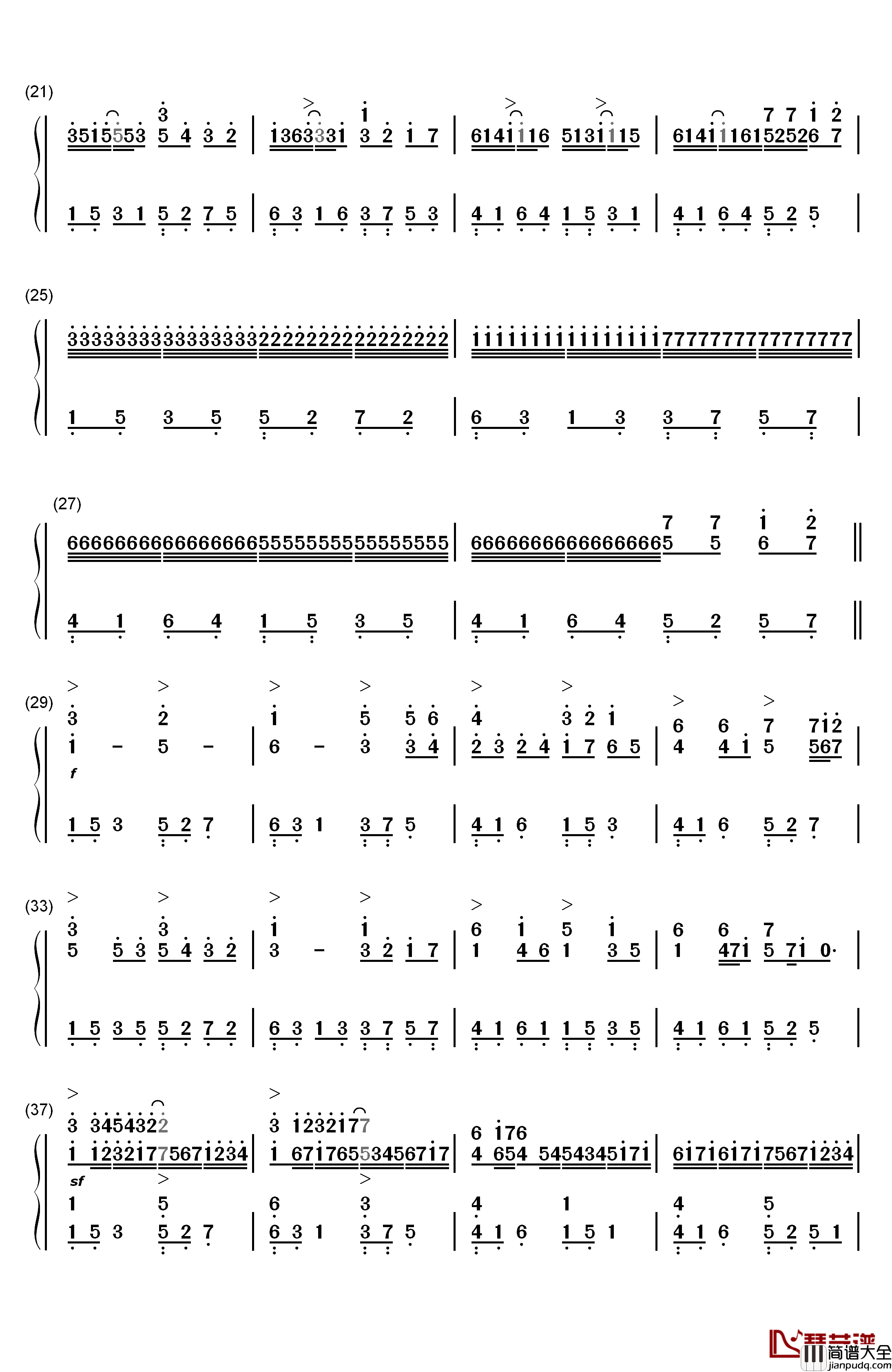 卡农弹奏版钢琴简谱_数字双手_乔治•温斯顿