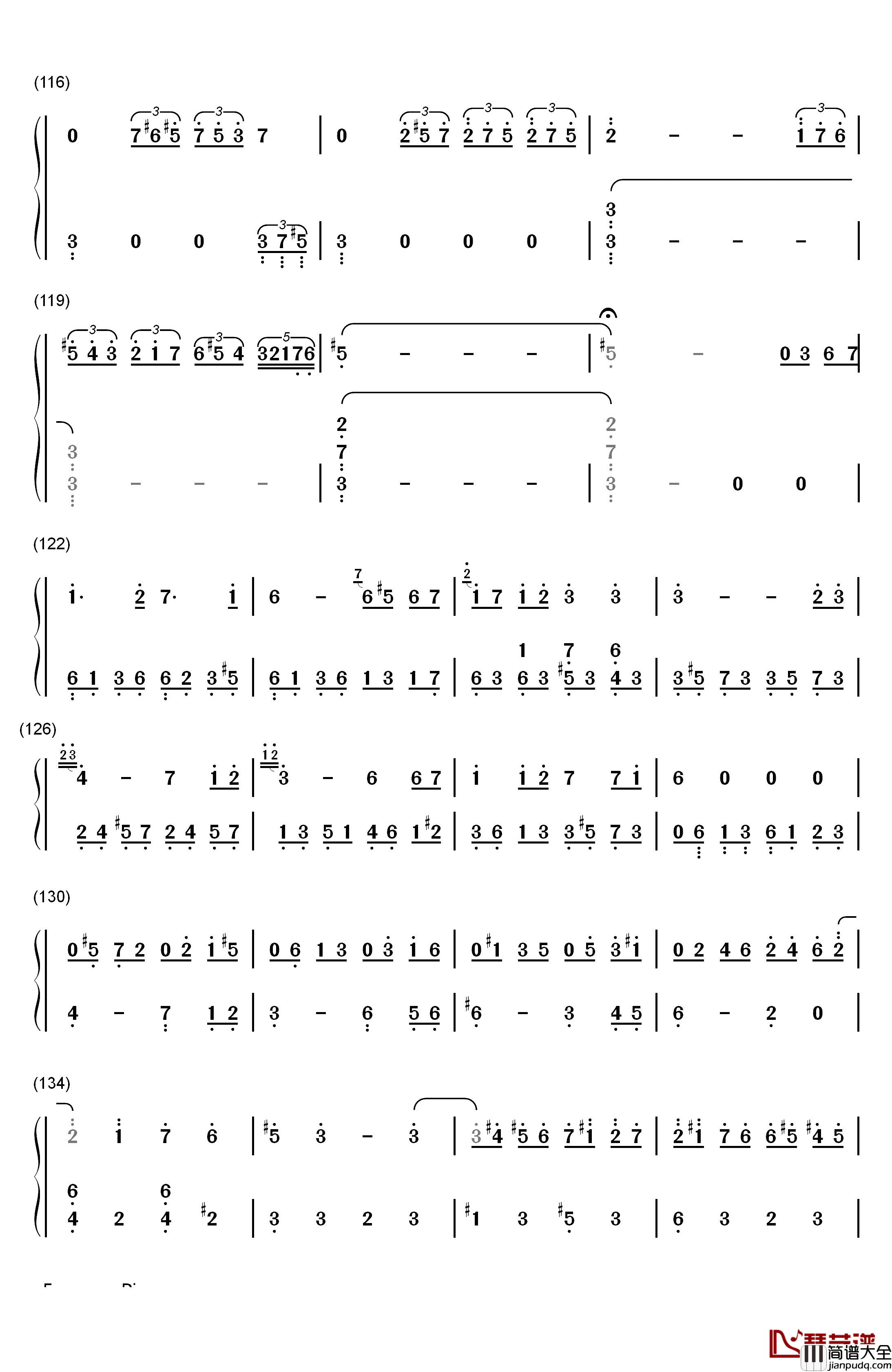 悲怆钢琴简谱_数字双手_贝多芬