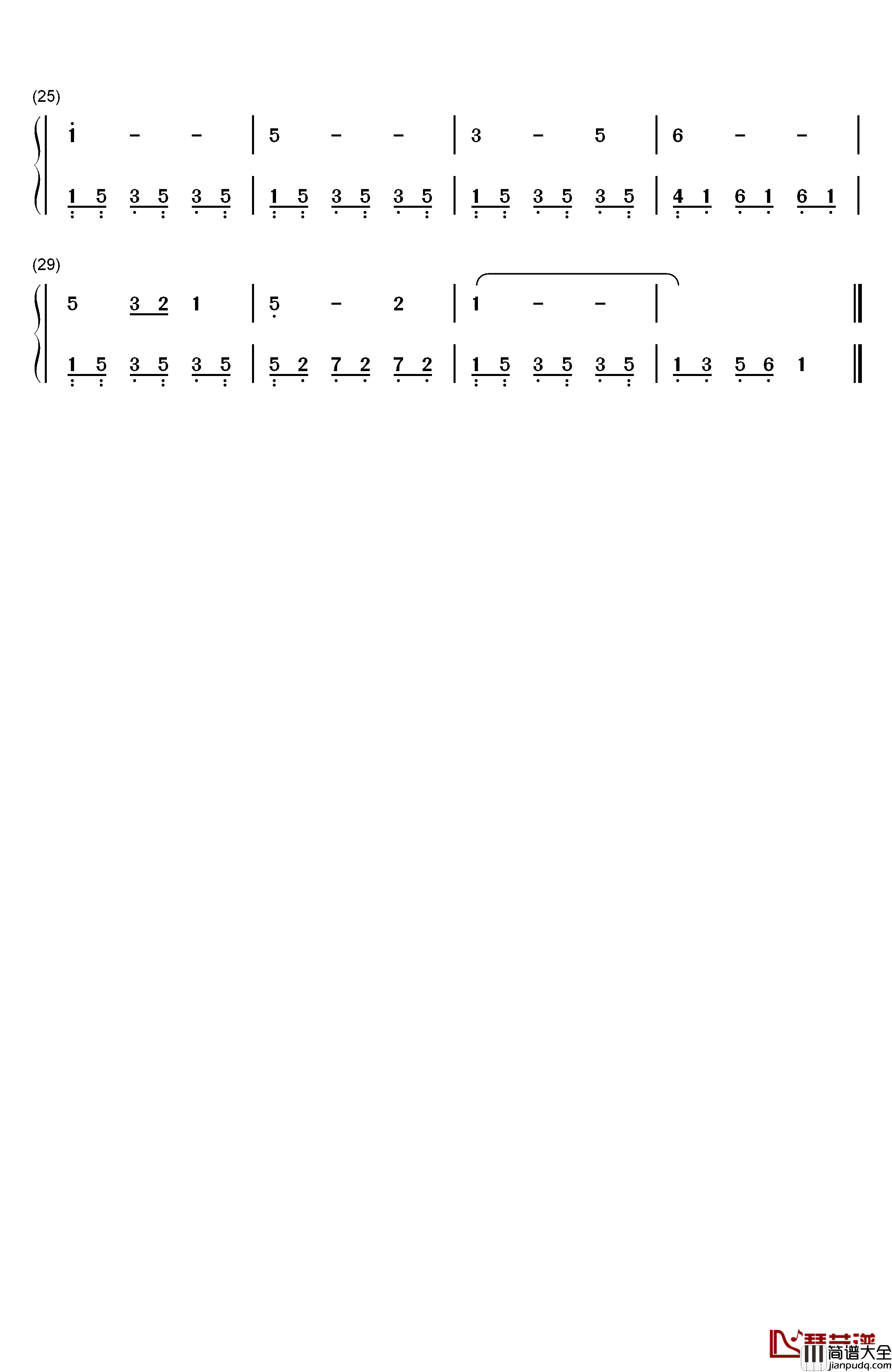 小白船钢琴简谱_数字双手_朝鲜童谣