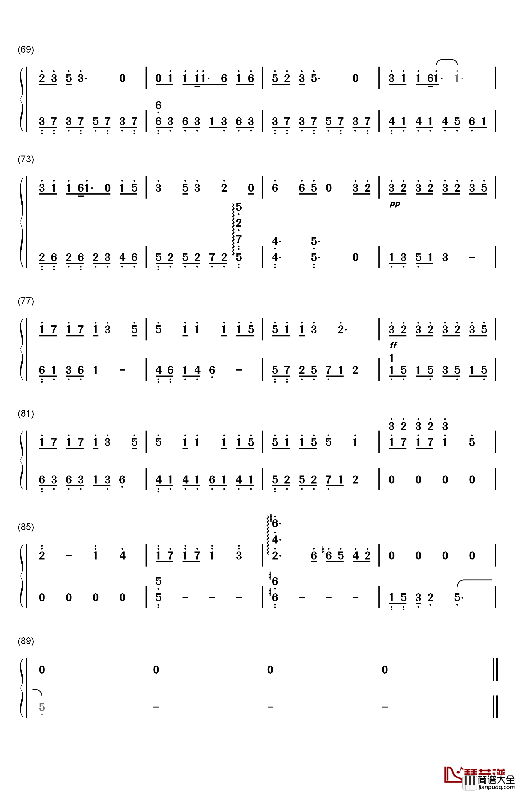 坏天气钢琴简谱_数字双手_孙燕姿