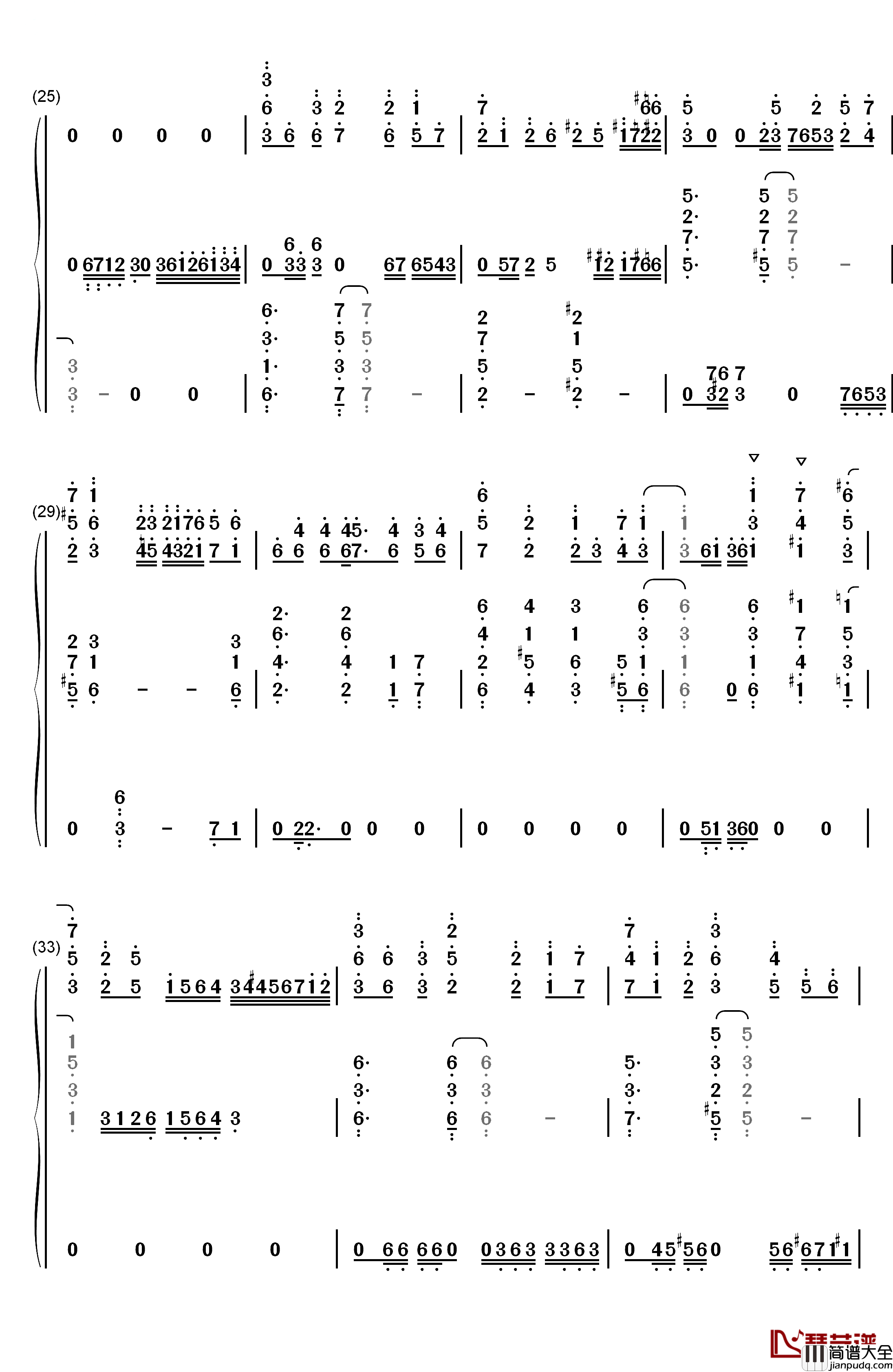 星を辿れば钢琴简谱_数字双手_大原ゆい子