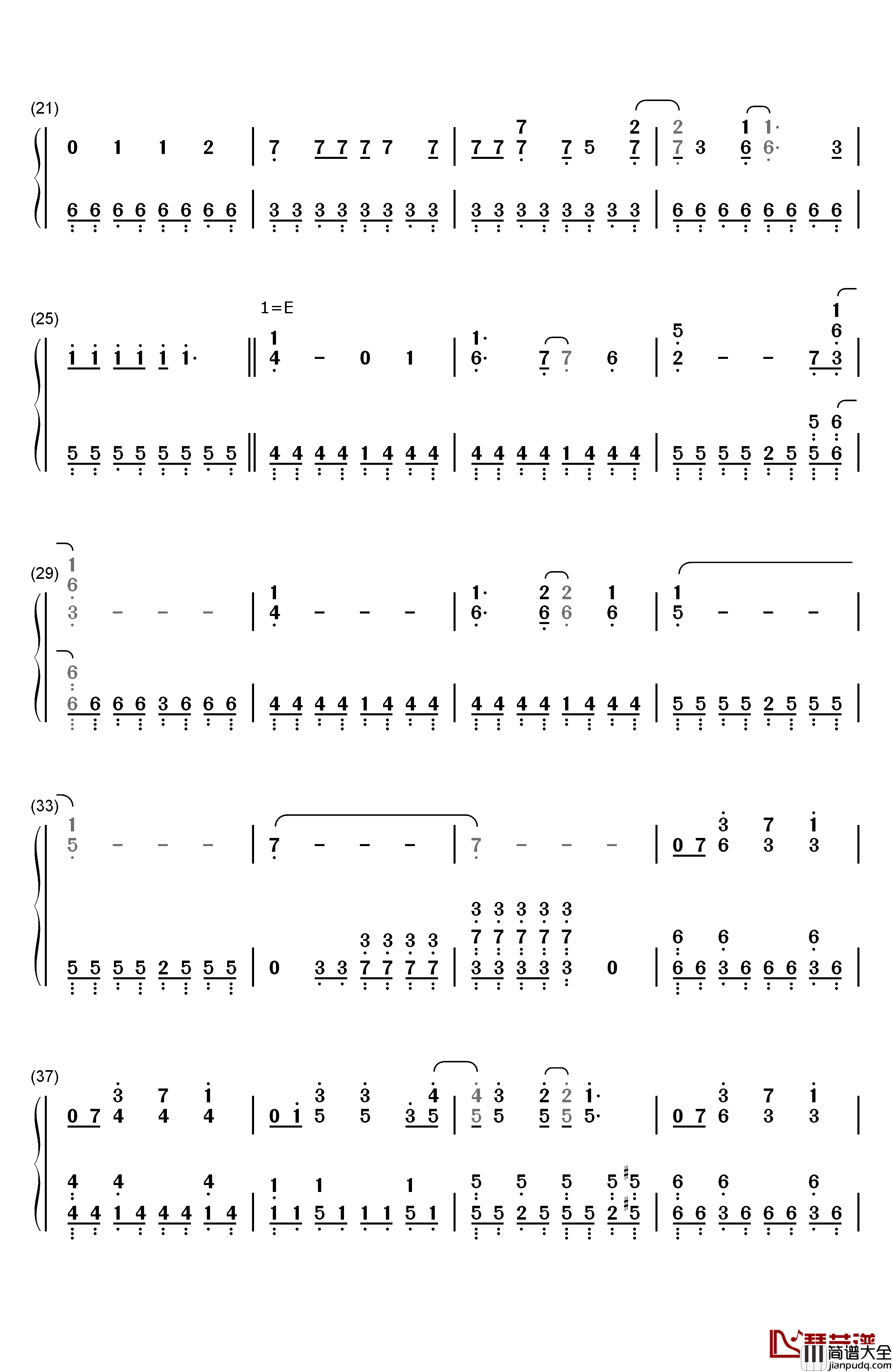 乱舞のメロディ钢琴简谱_数字双手_SID