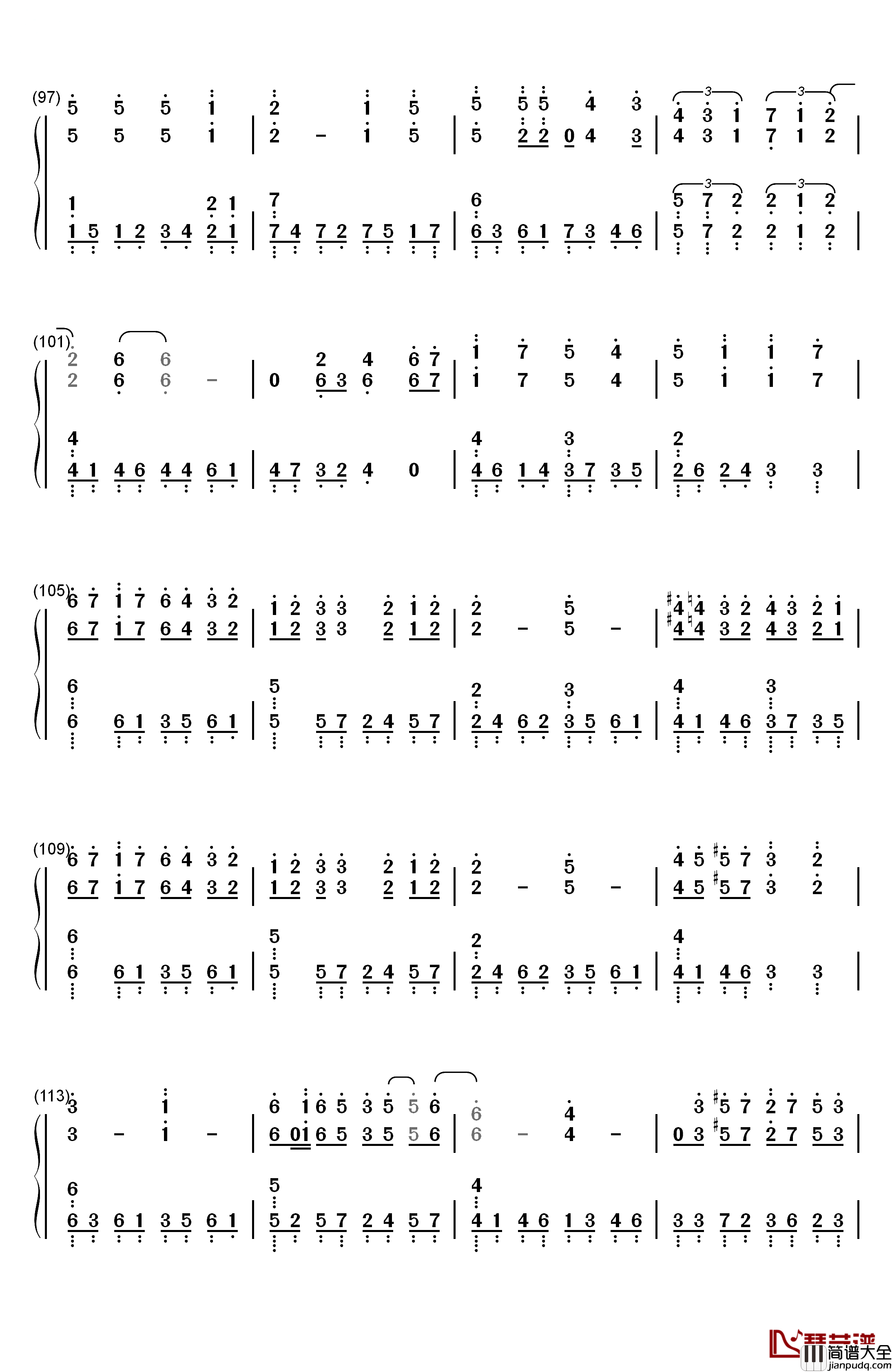 化蝶钢琴简谱_数字双手_何韵诗