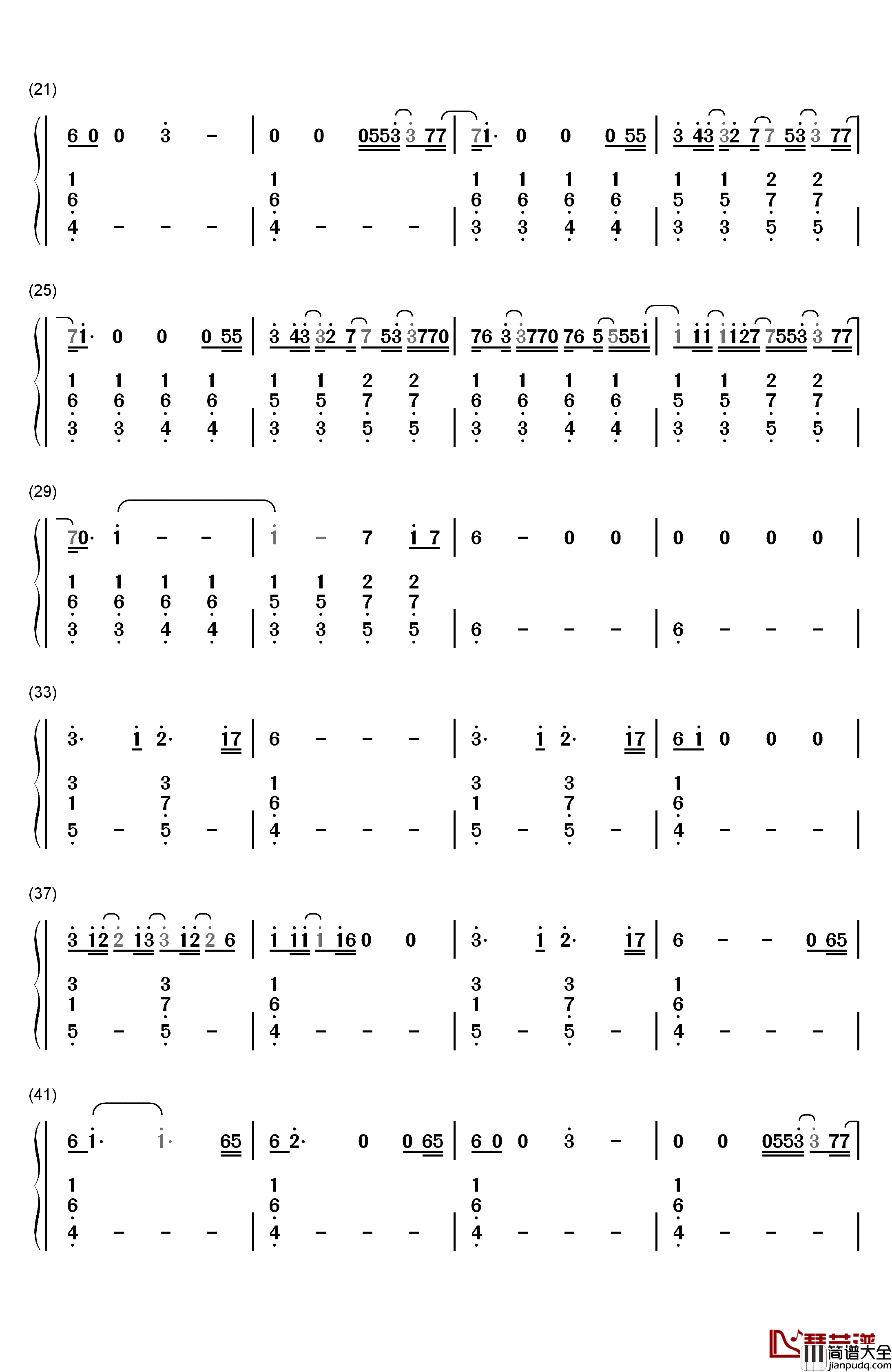 Human钢琴简谱_数字双手_Christina_Perri