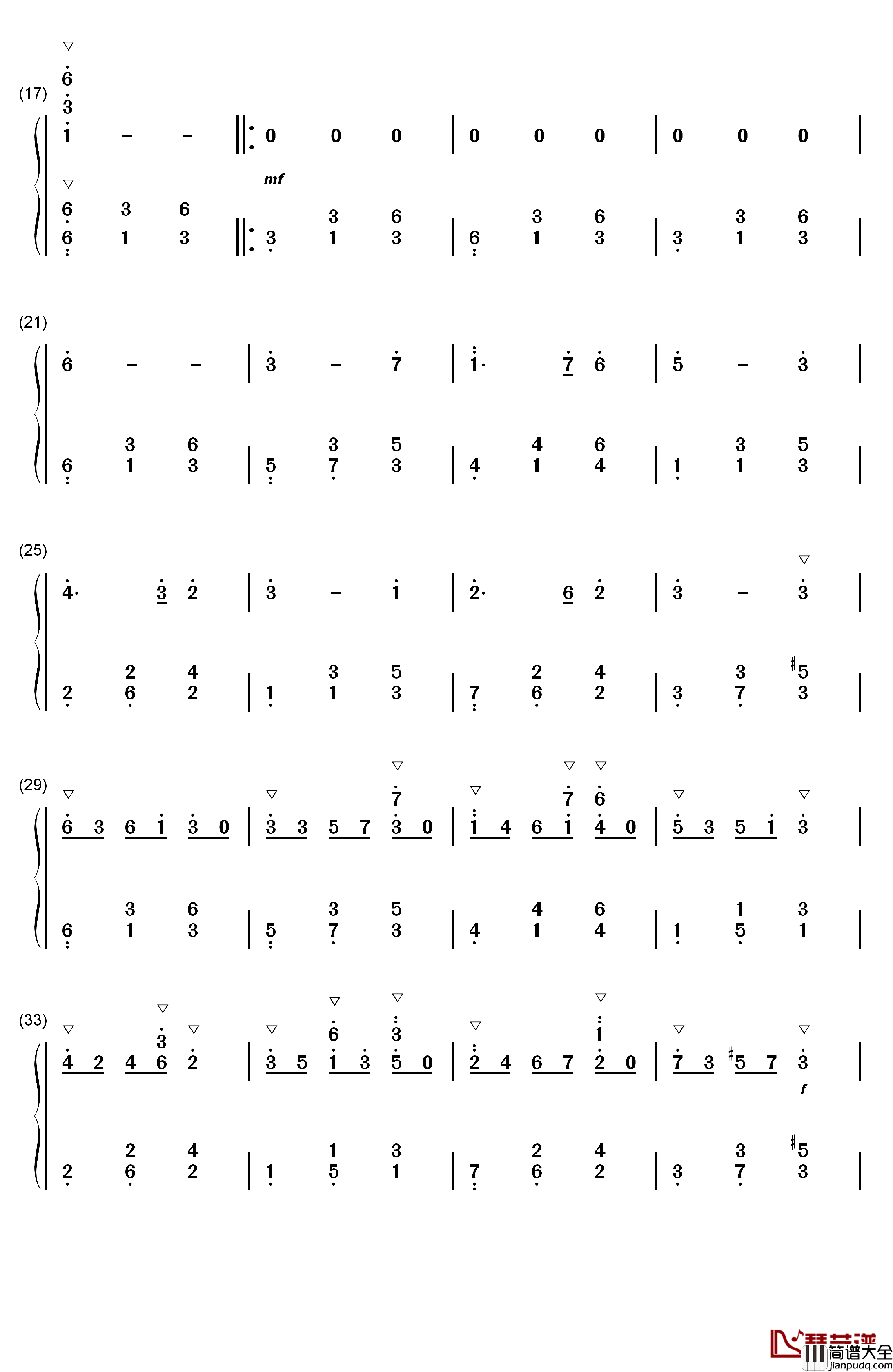 霞光钢琴简谱_数字双手_曲锦楠