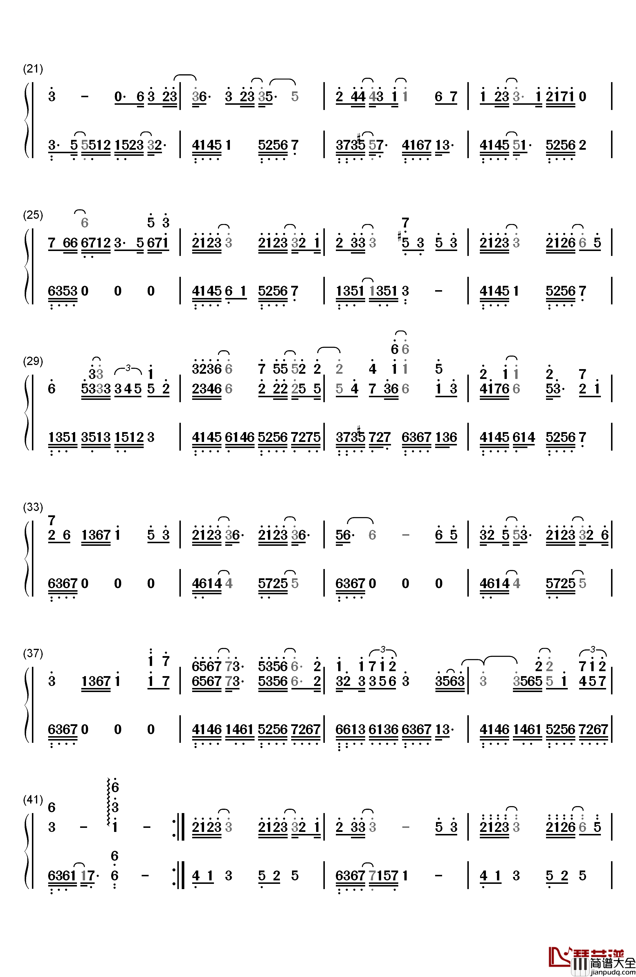 了结钢琴简谱_数字双手_董贞