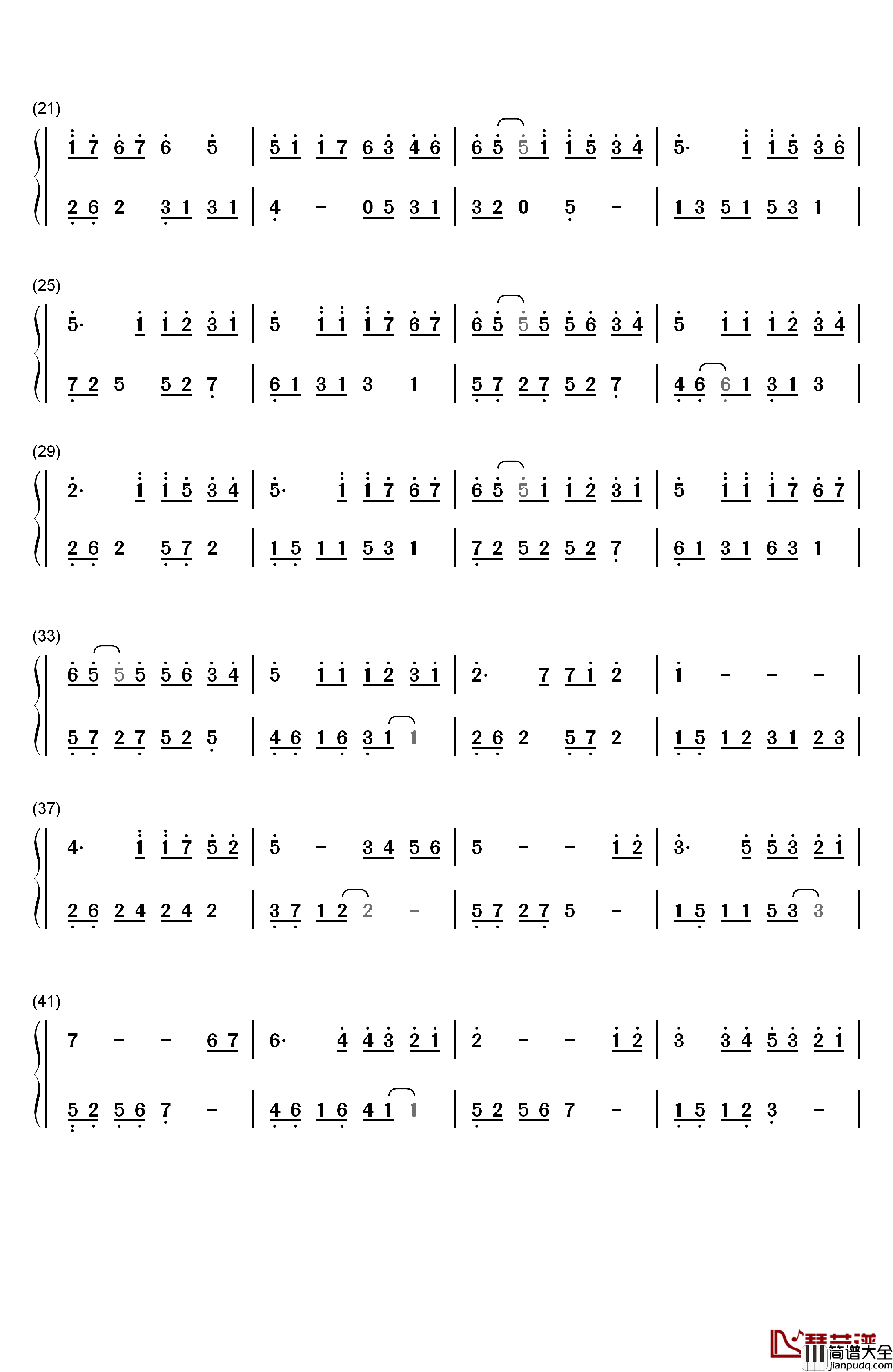 风筝与风钢琴简谱_数字双手_Twins