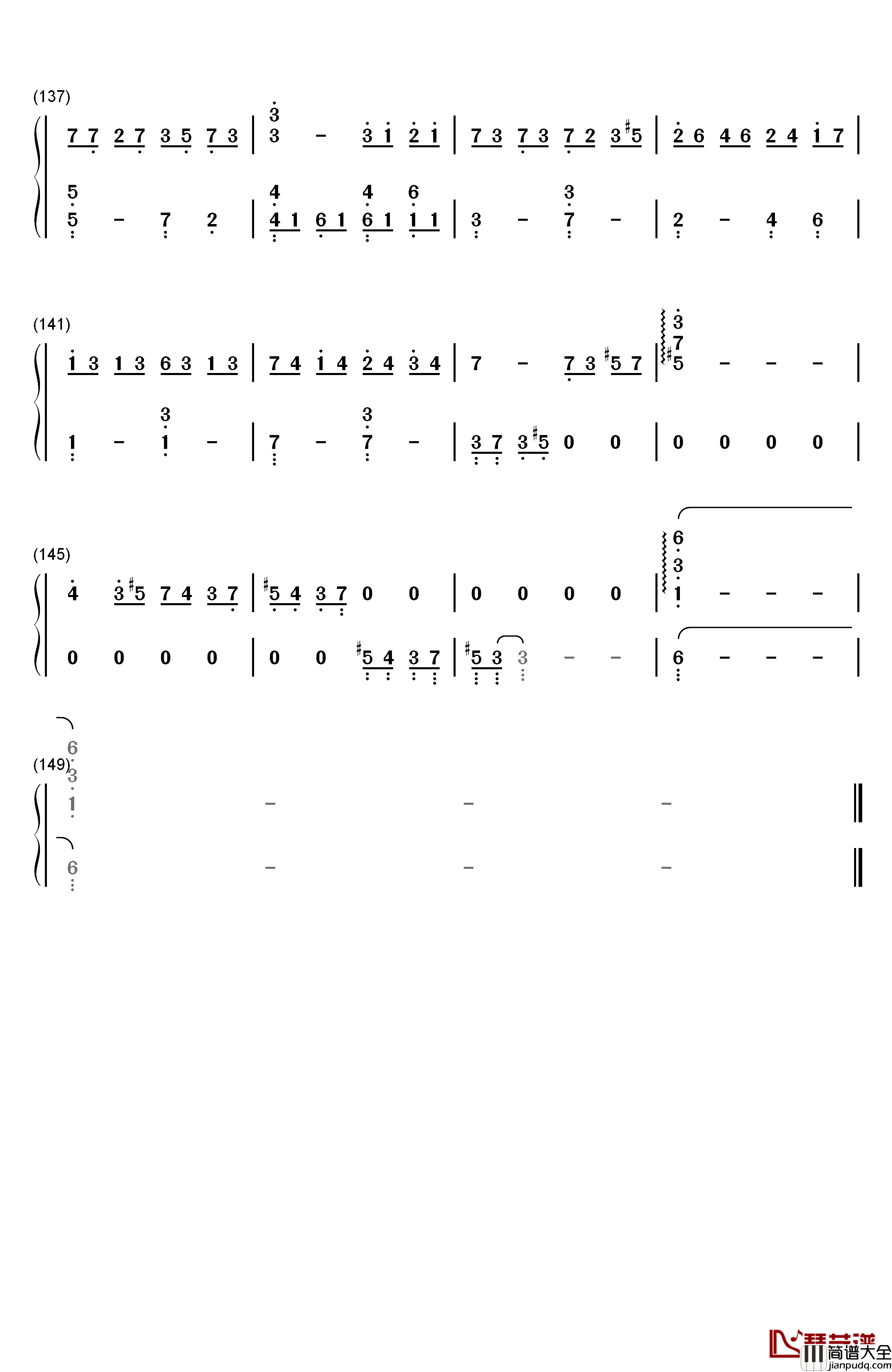 胡桃夹子钢琴简谱_数字双手_张碧晨