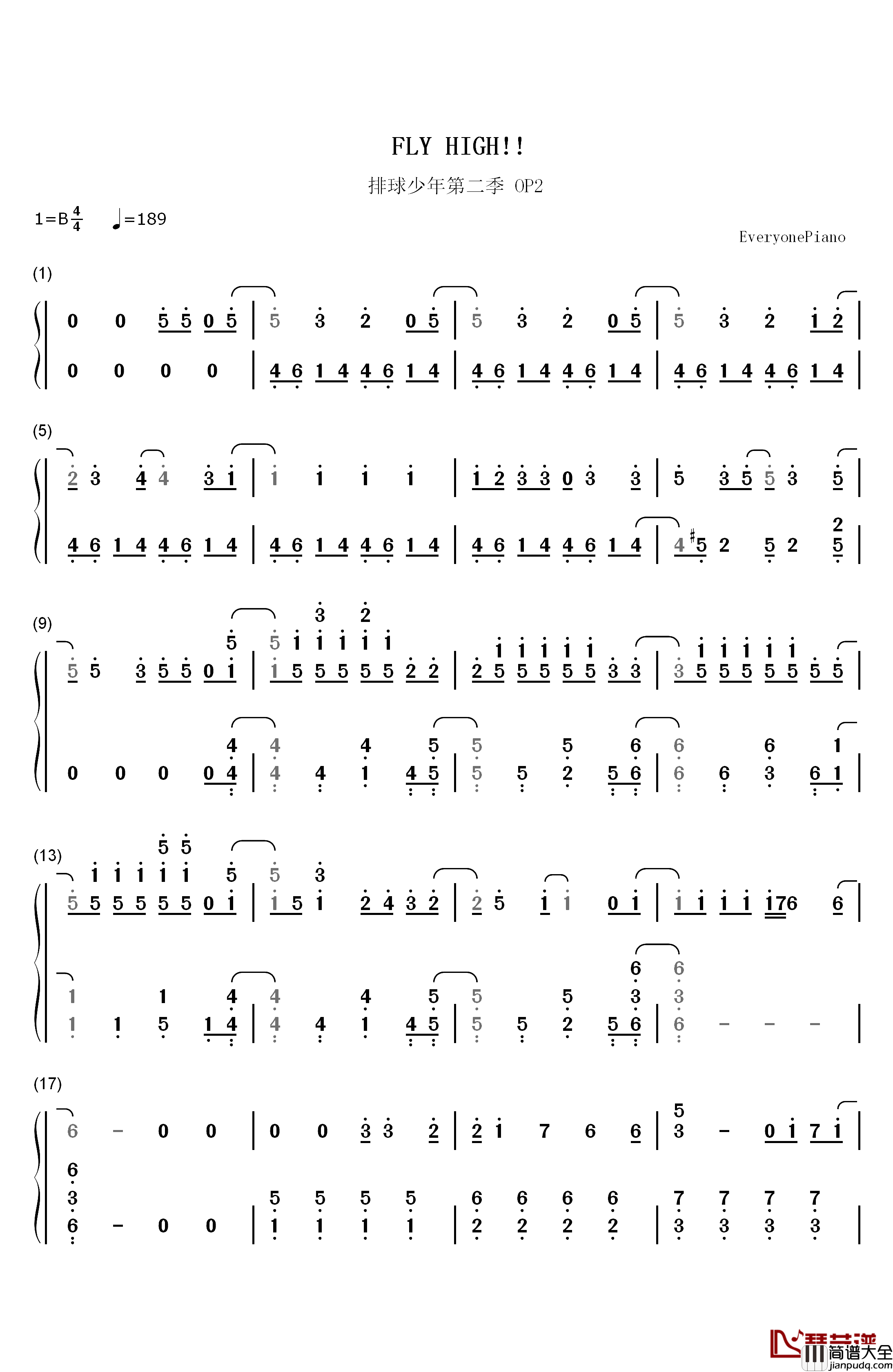 FLY_HIGH钢琴简谱_数字双手_BURNOUT_SYNDROMES