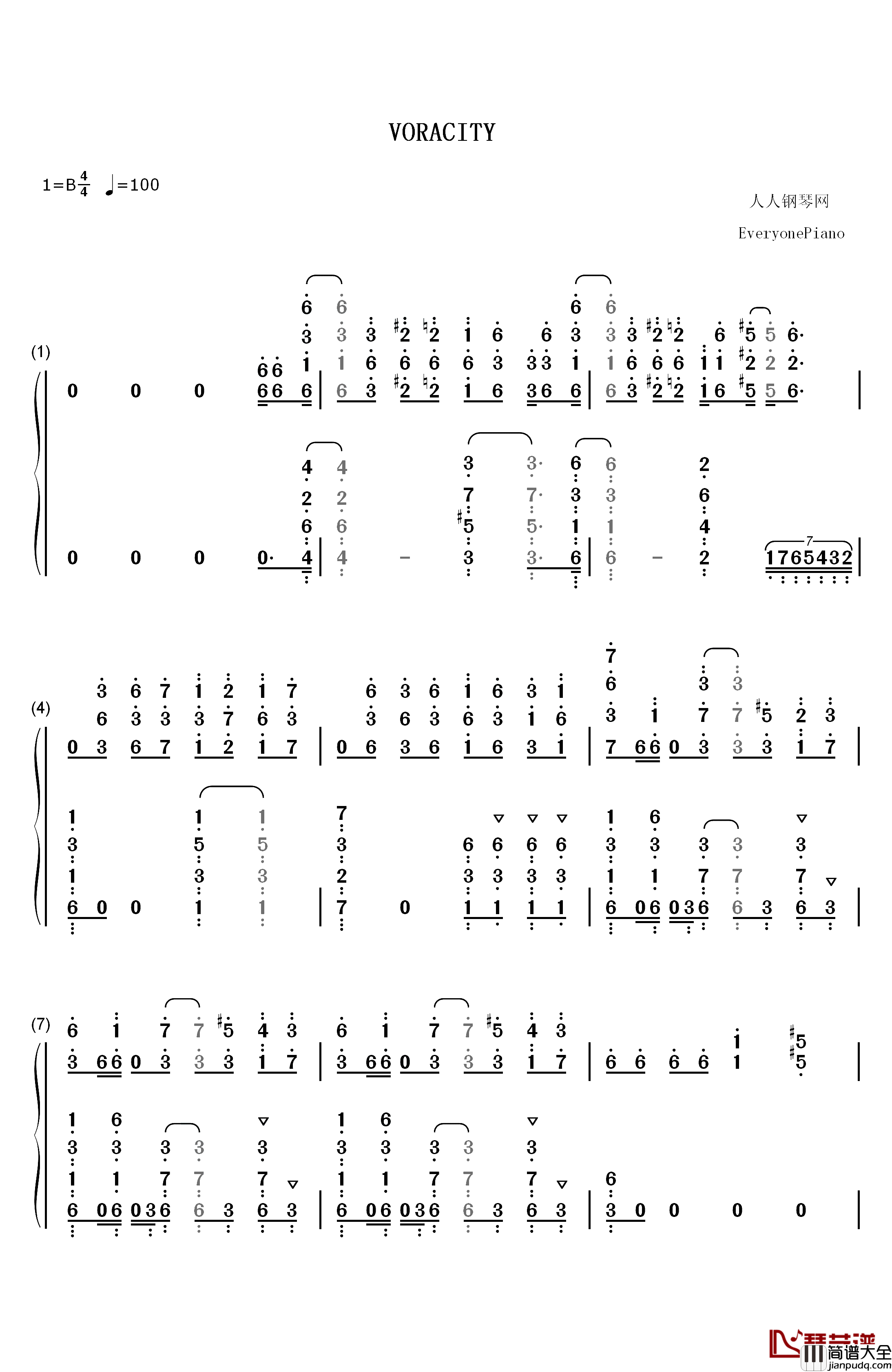 VORACITY钢琴简谱_数字双手_MYTH_&_ROID