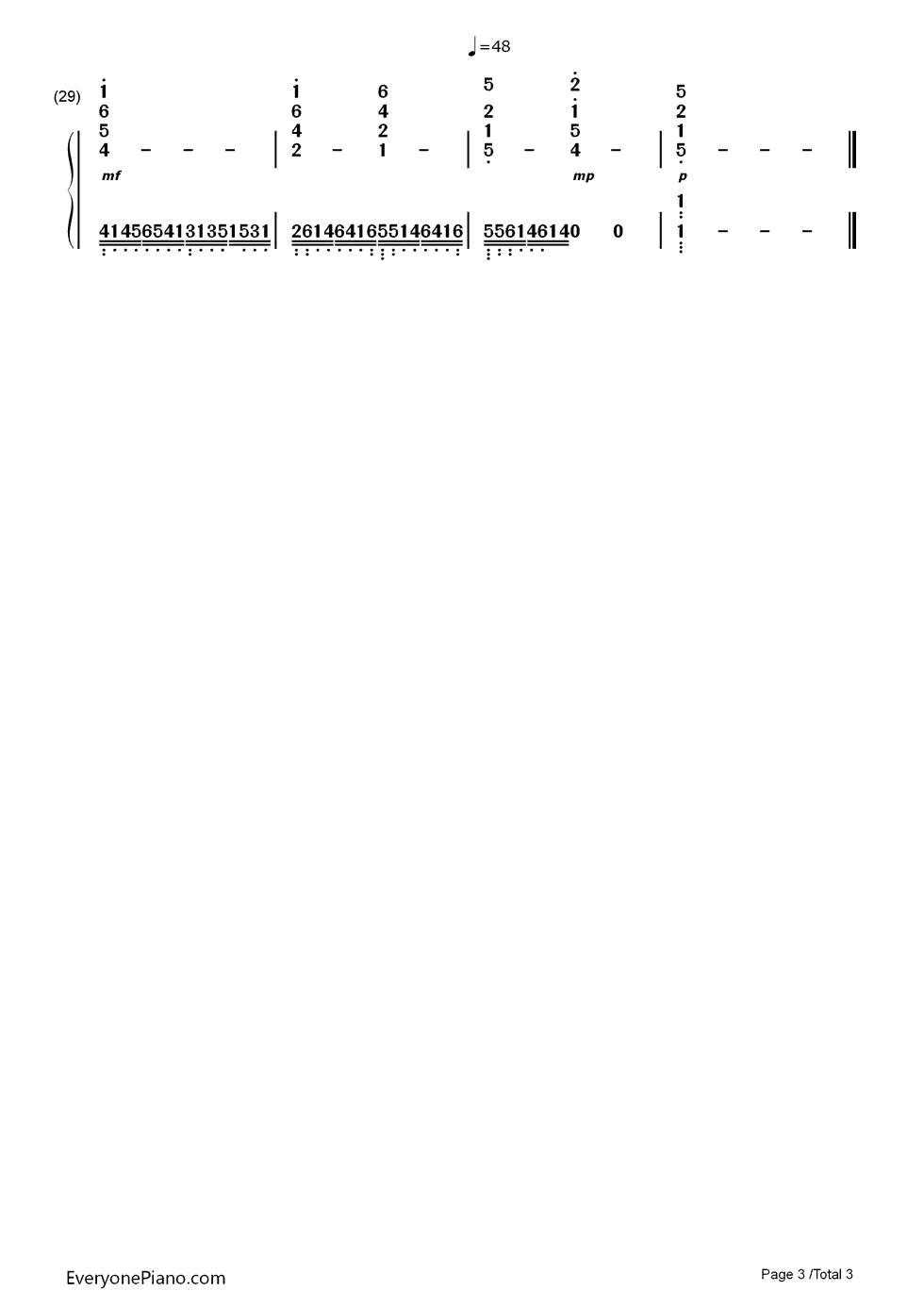 不见不散钢琴简谱_数字双手_孙楠