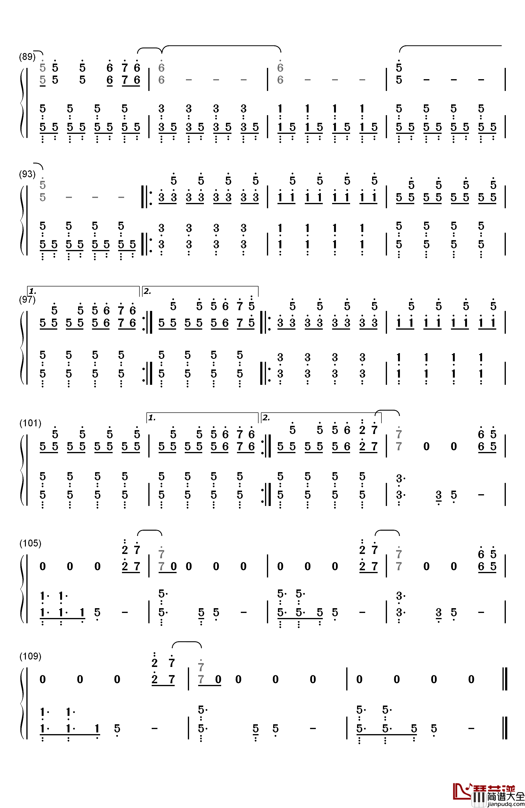 Trees钢琴简谱_数字双手_Twenty_One_Pilots