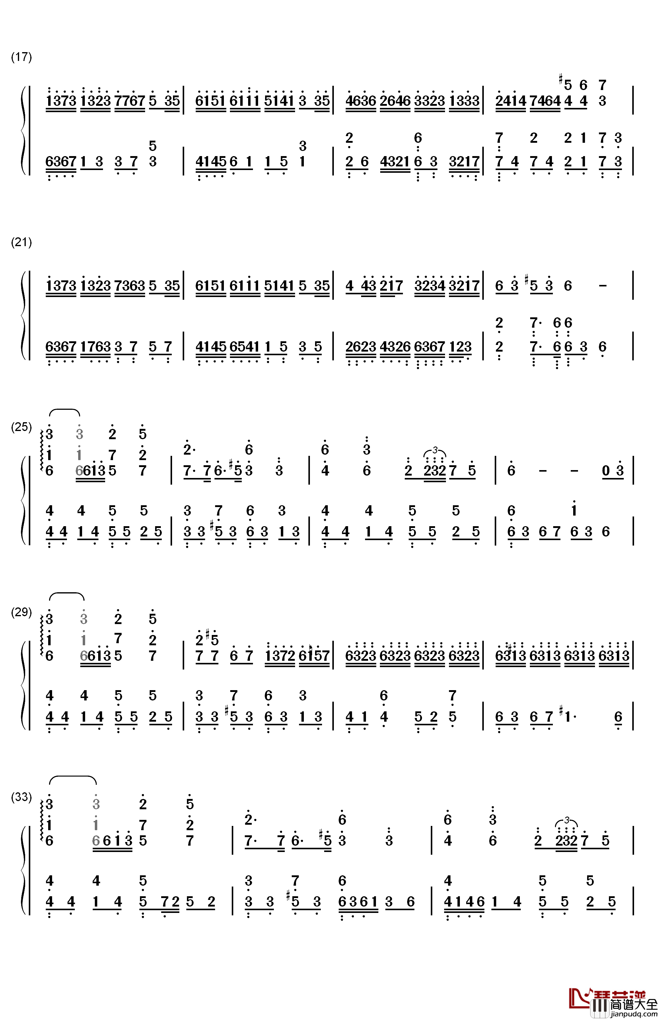 Flower_Dance钢琴简谱_数字双手_Dj_Okawari