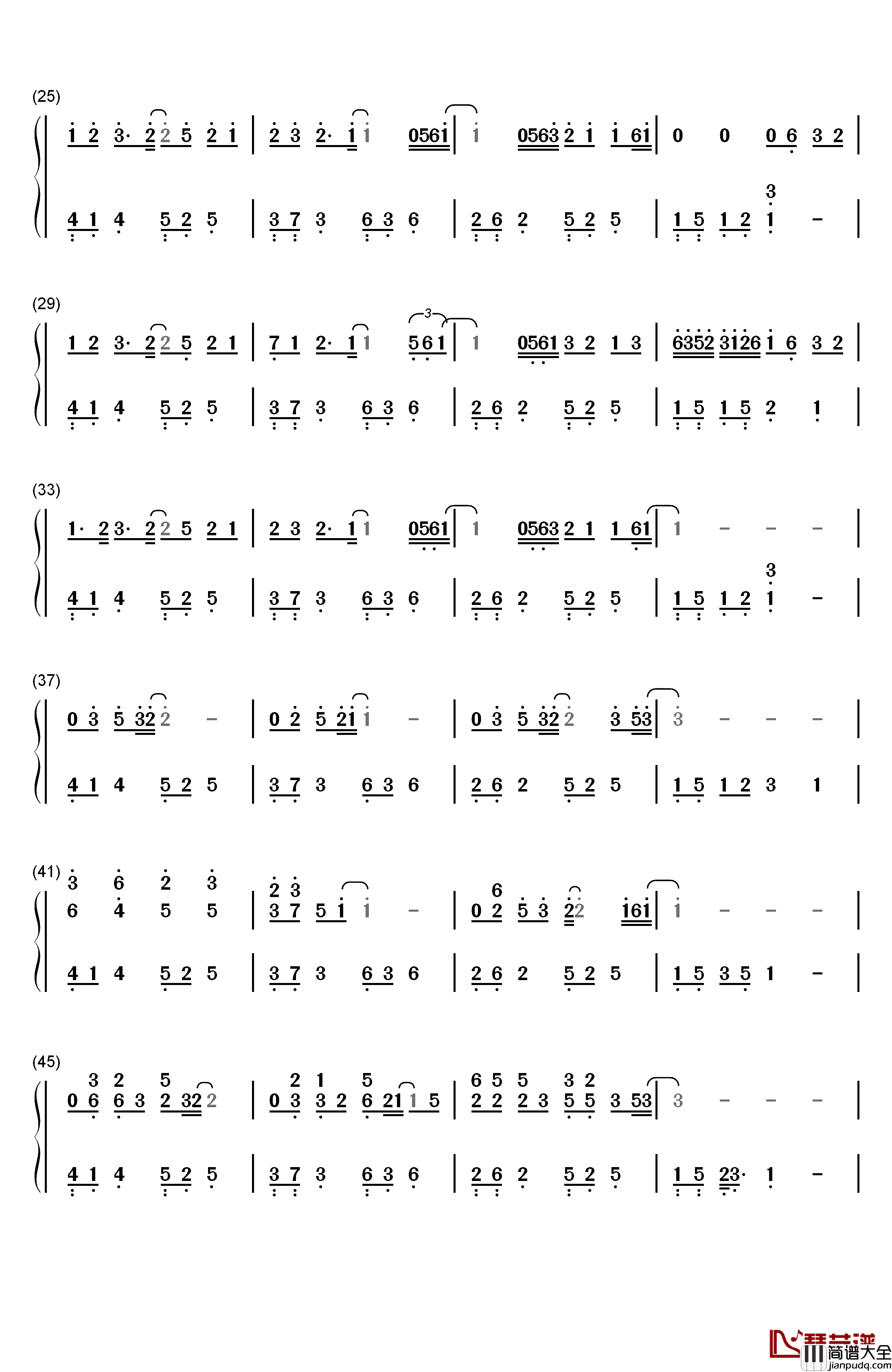 画风钢琴简谱_数字双手_后弦