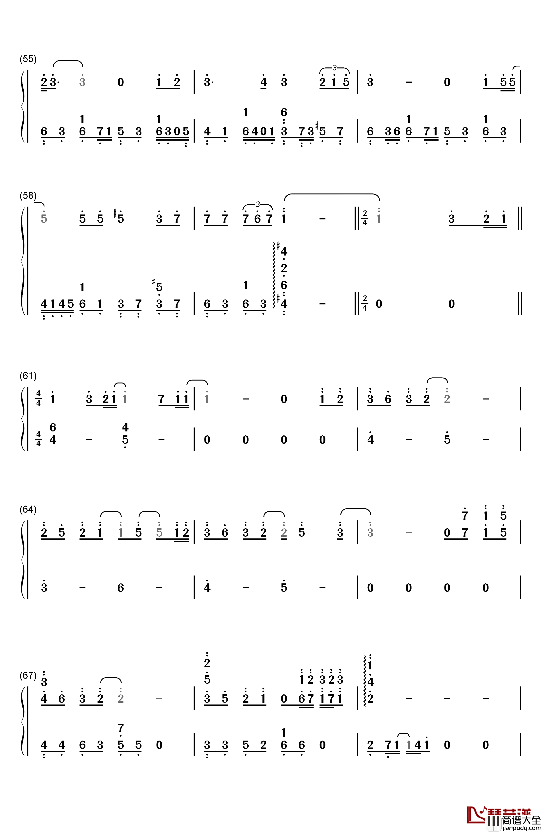 Only_Human钢琴简谱_数字双手_K（姜尹成）