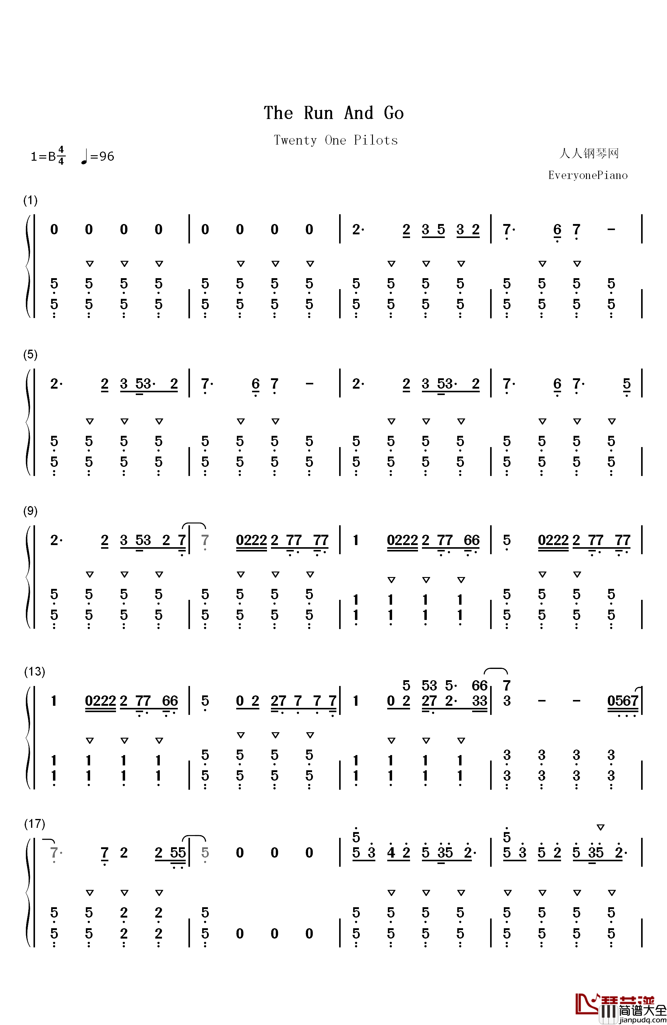 The_Run_And_Go钢琴简谱_数字双手_Twenty_One_Pilots