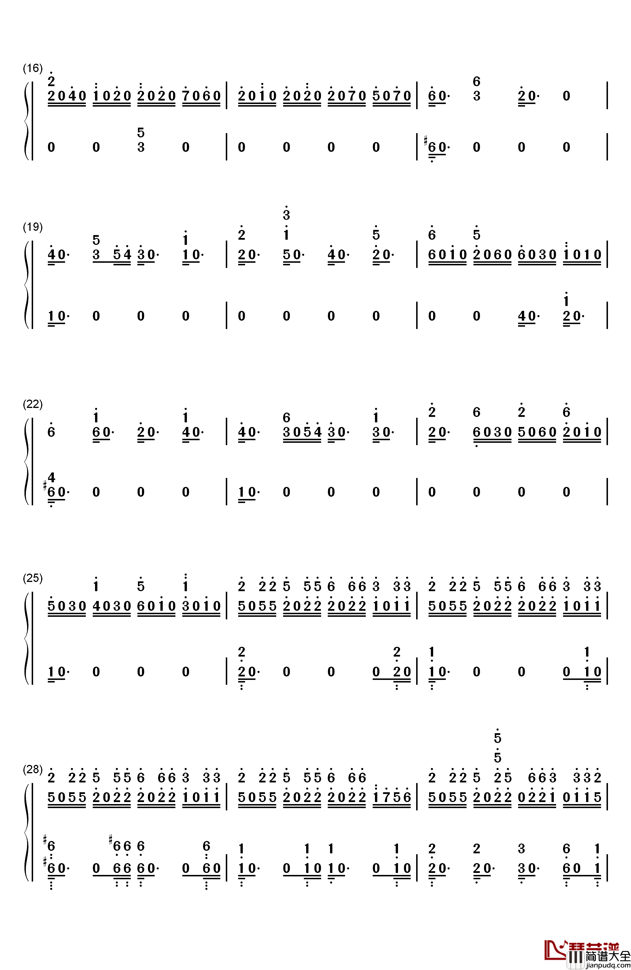 Fable钢琴简谱_数字双手_Rayark