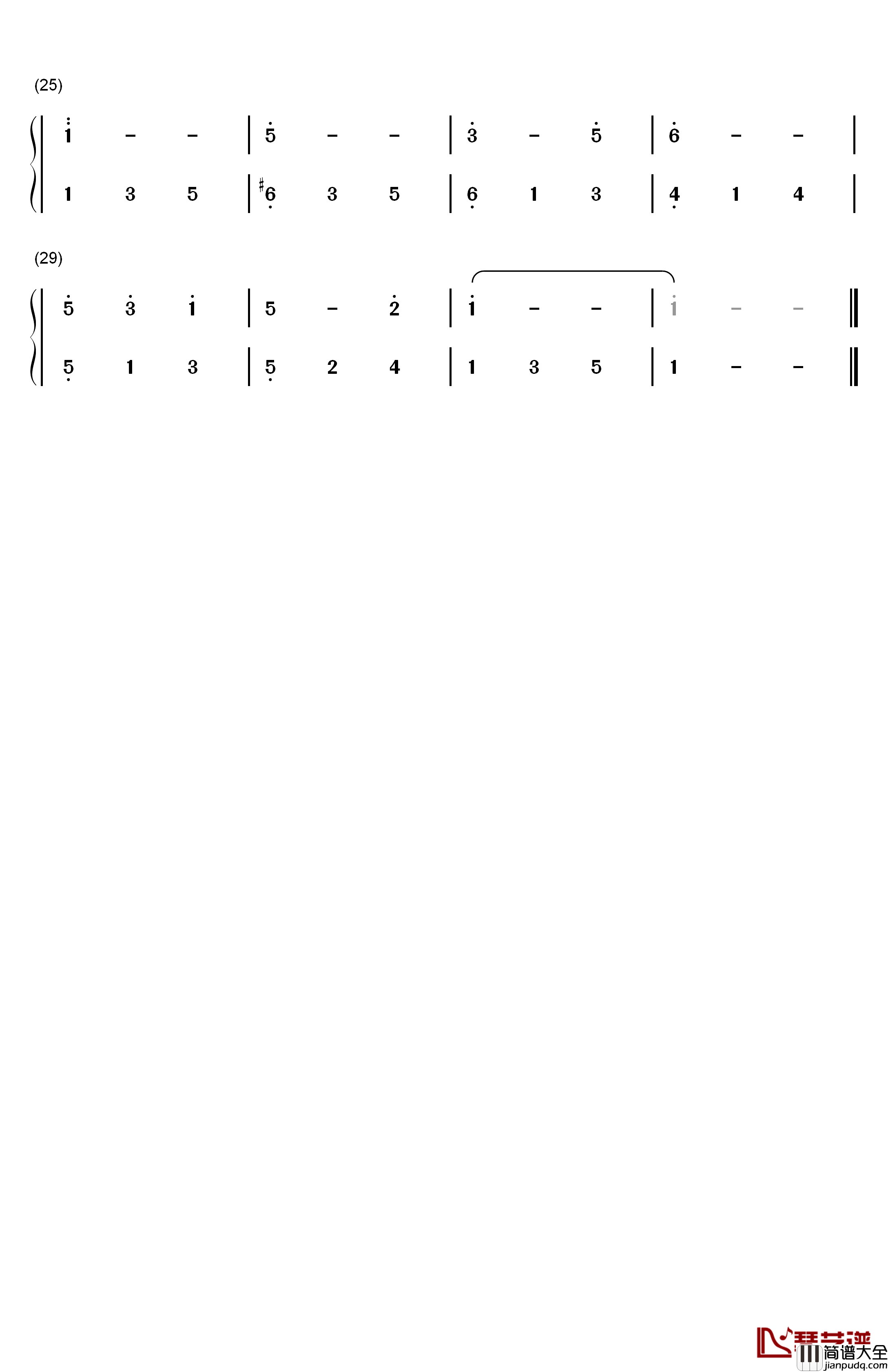 小白船钢琴简谱_数字双手_尹克荣