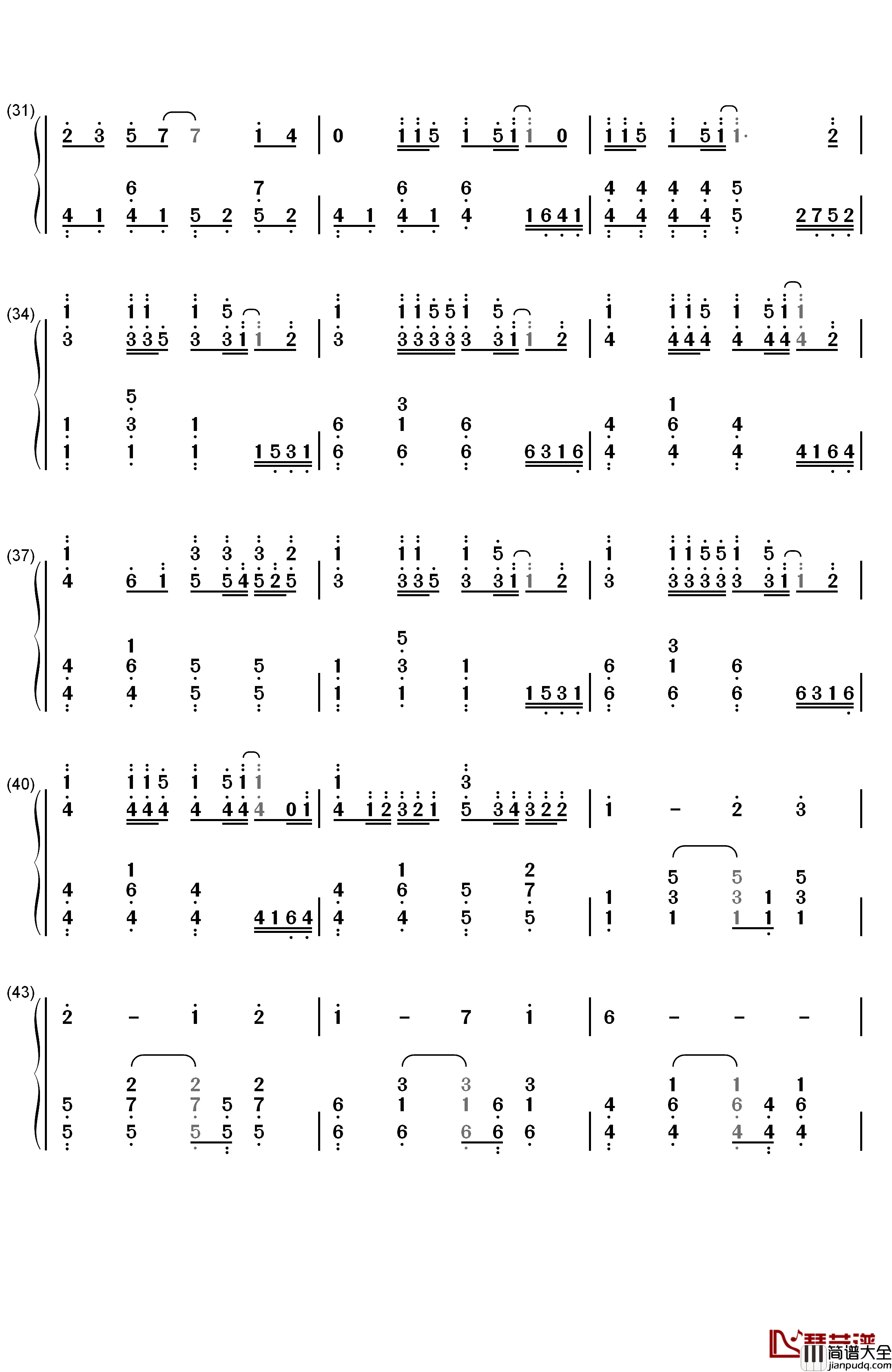 Come_Back_To_Me钢琴简谱_数字双手_宇多田光