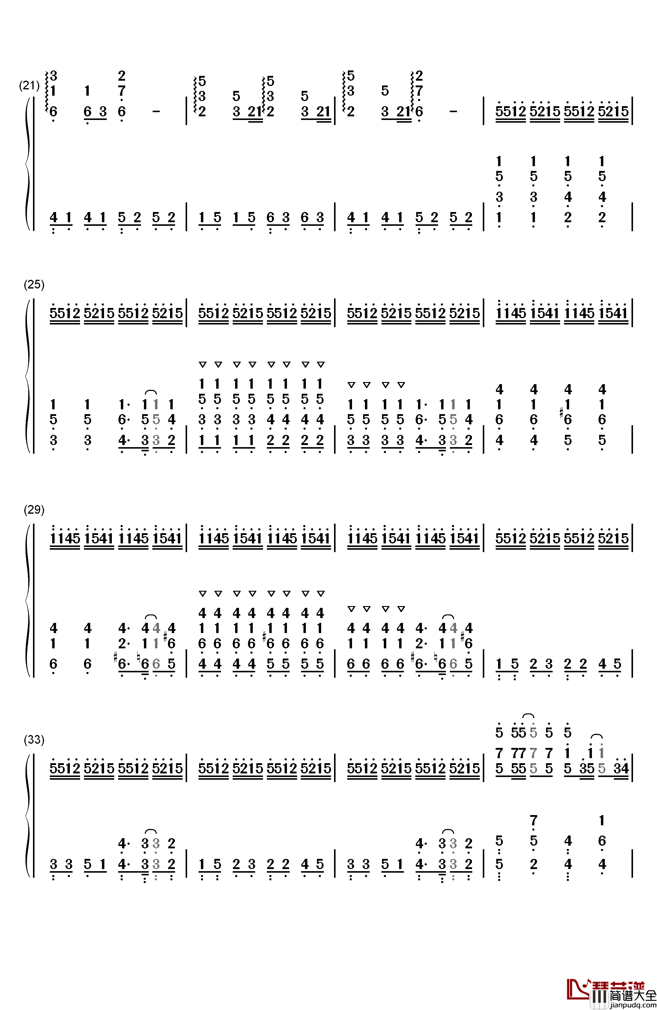 Summer完美版钢琴简谱_数字双手_久石让