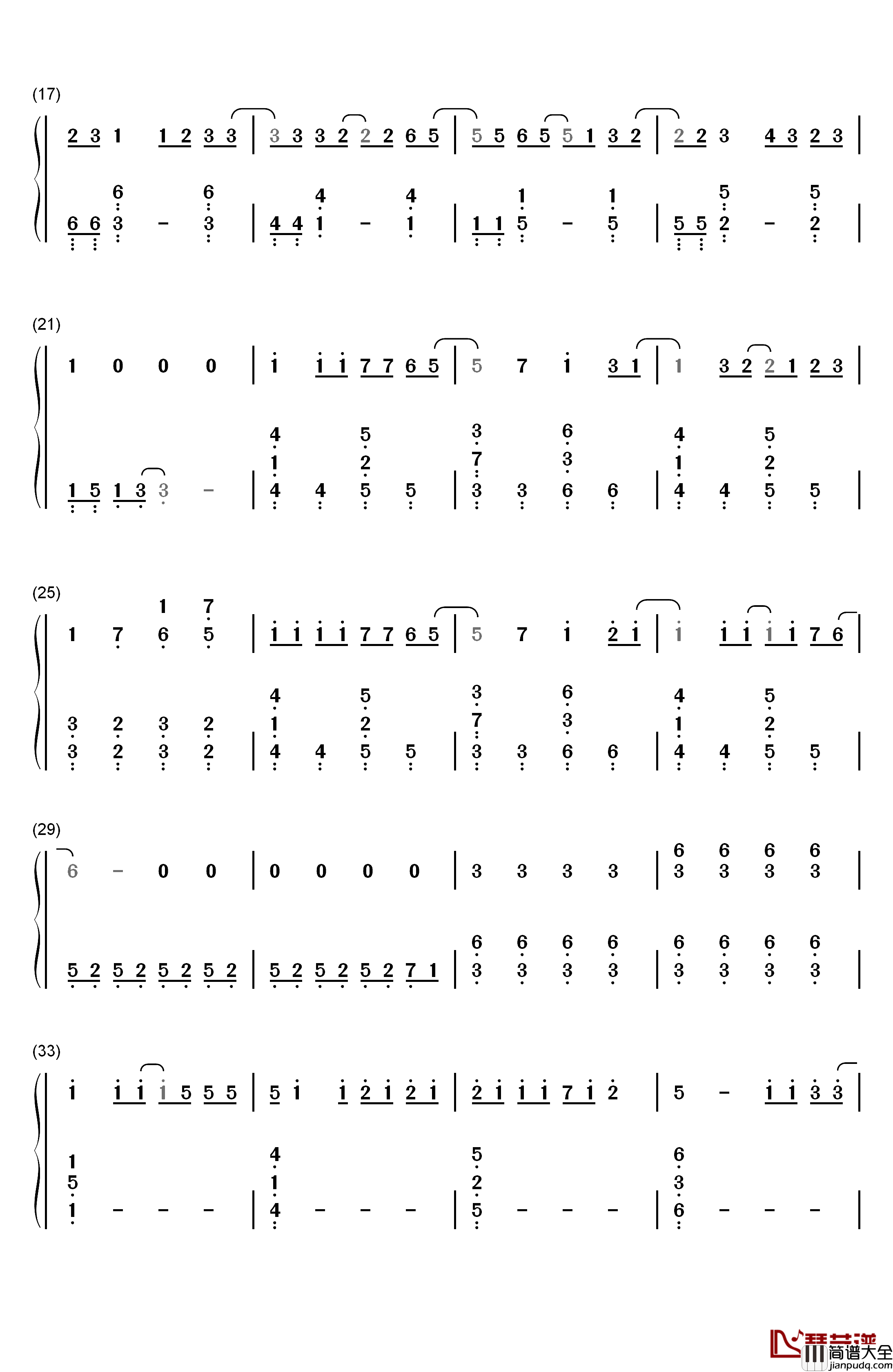 LEO钢琴简谱_数字双手_tacica