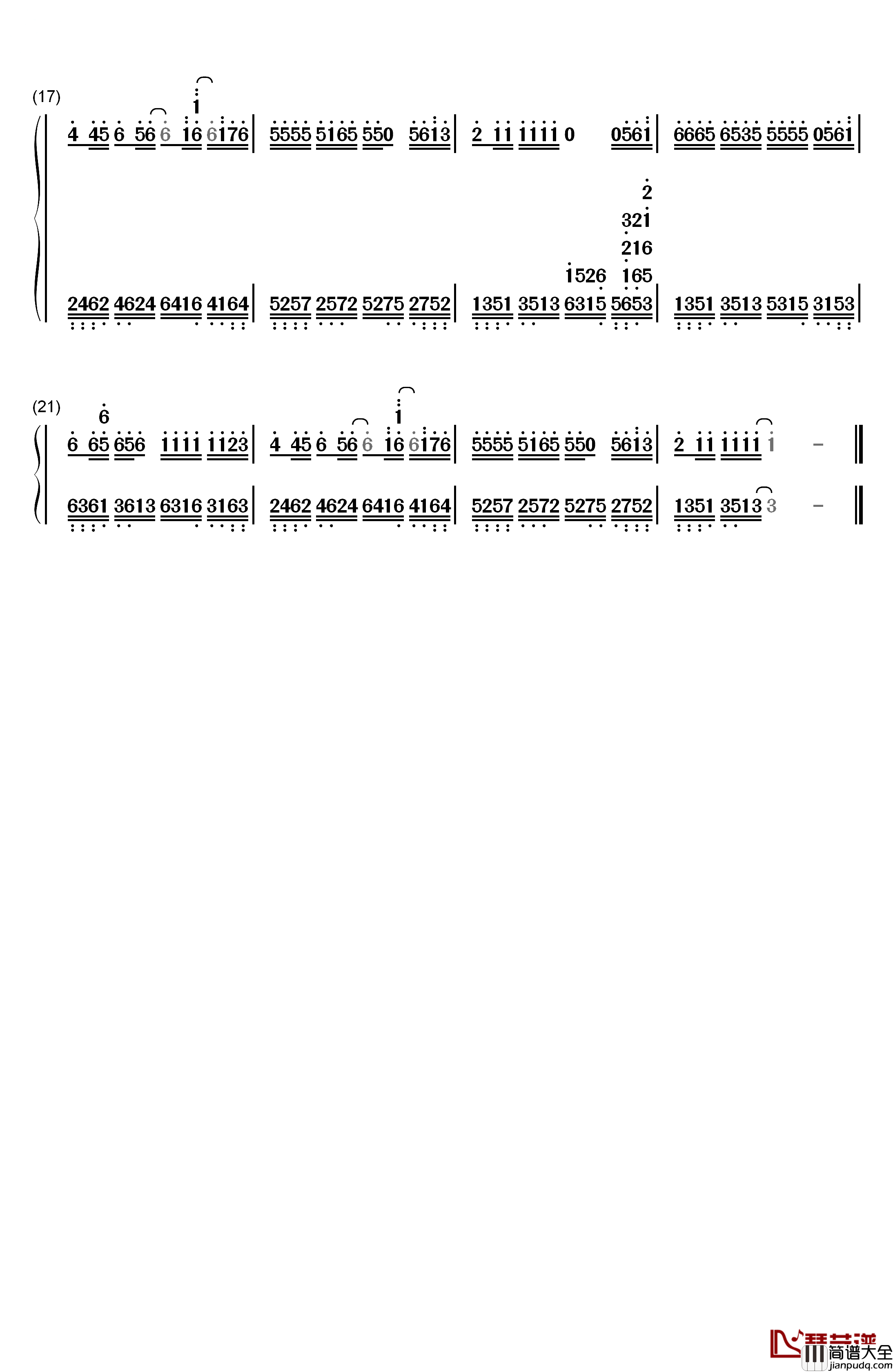 最浪漫的事钢琴简谱_数字双手_赵咏华