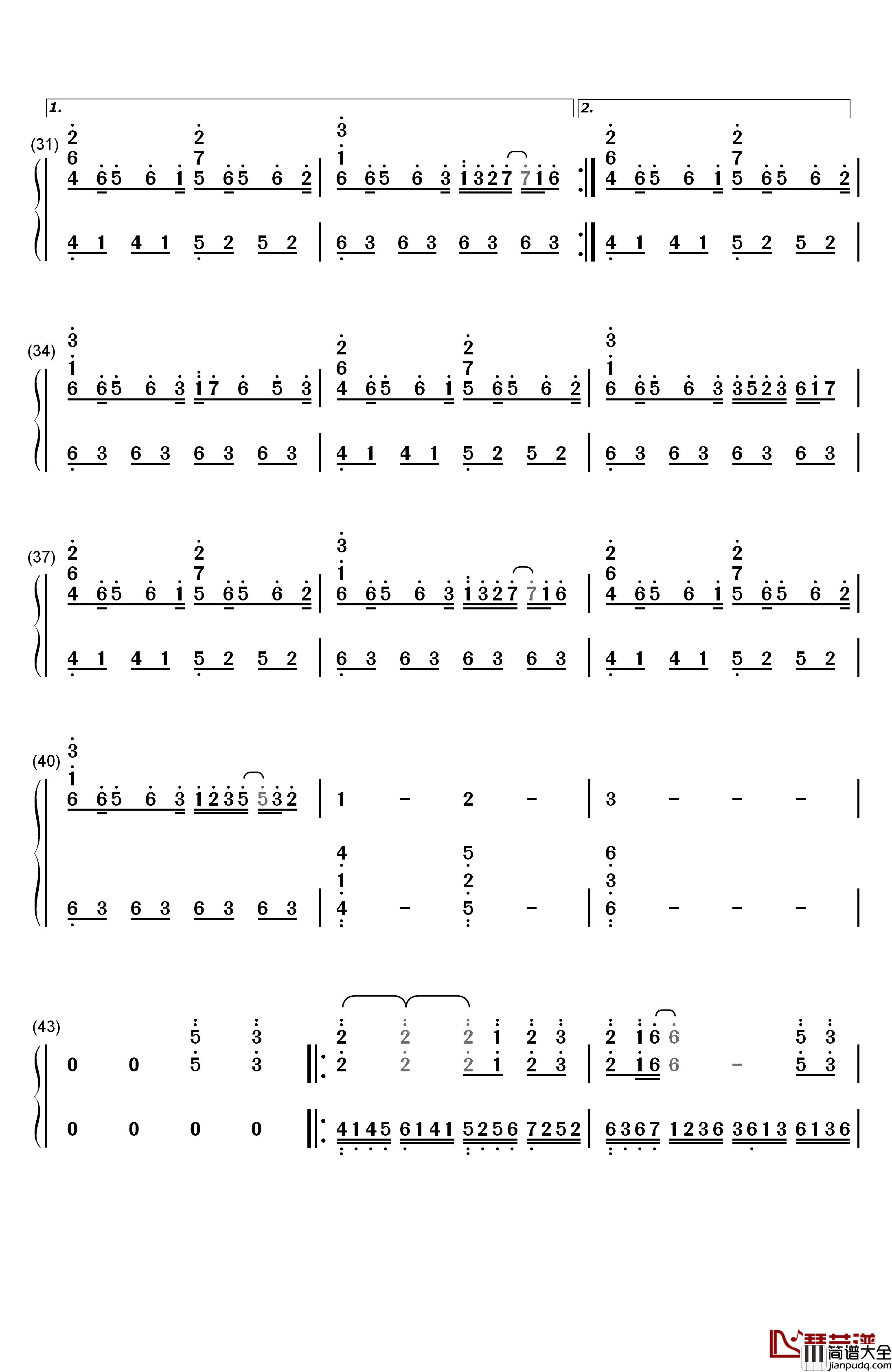 春よ、来い钢琴简谱_数字双手_松任谷由实