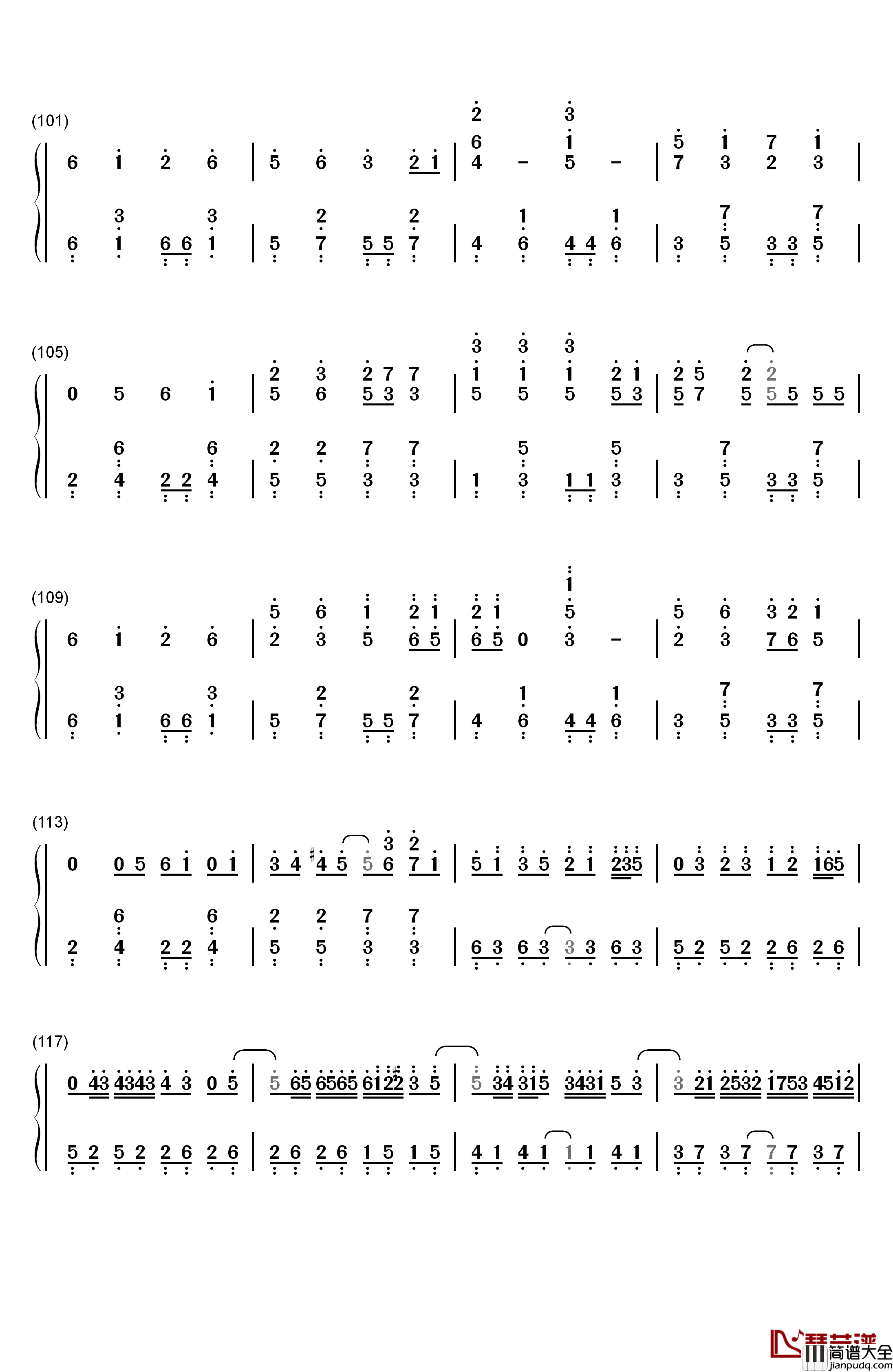 想像フォレスト钢琴简谱_数字双手_IA