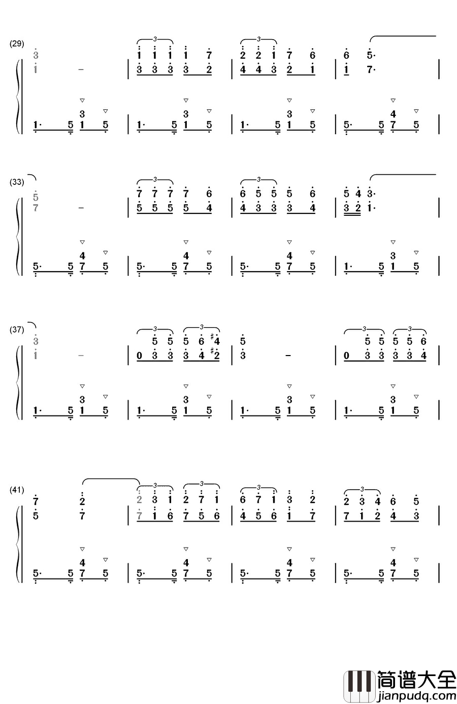 鸽子钢琴简谱_数字双手_伊拉蒂尔